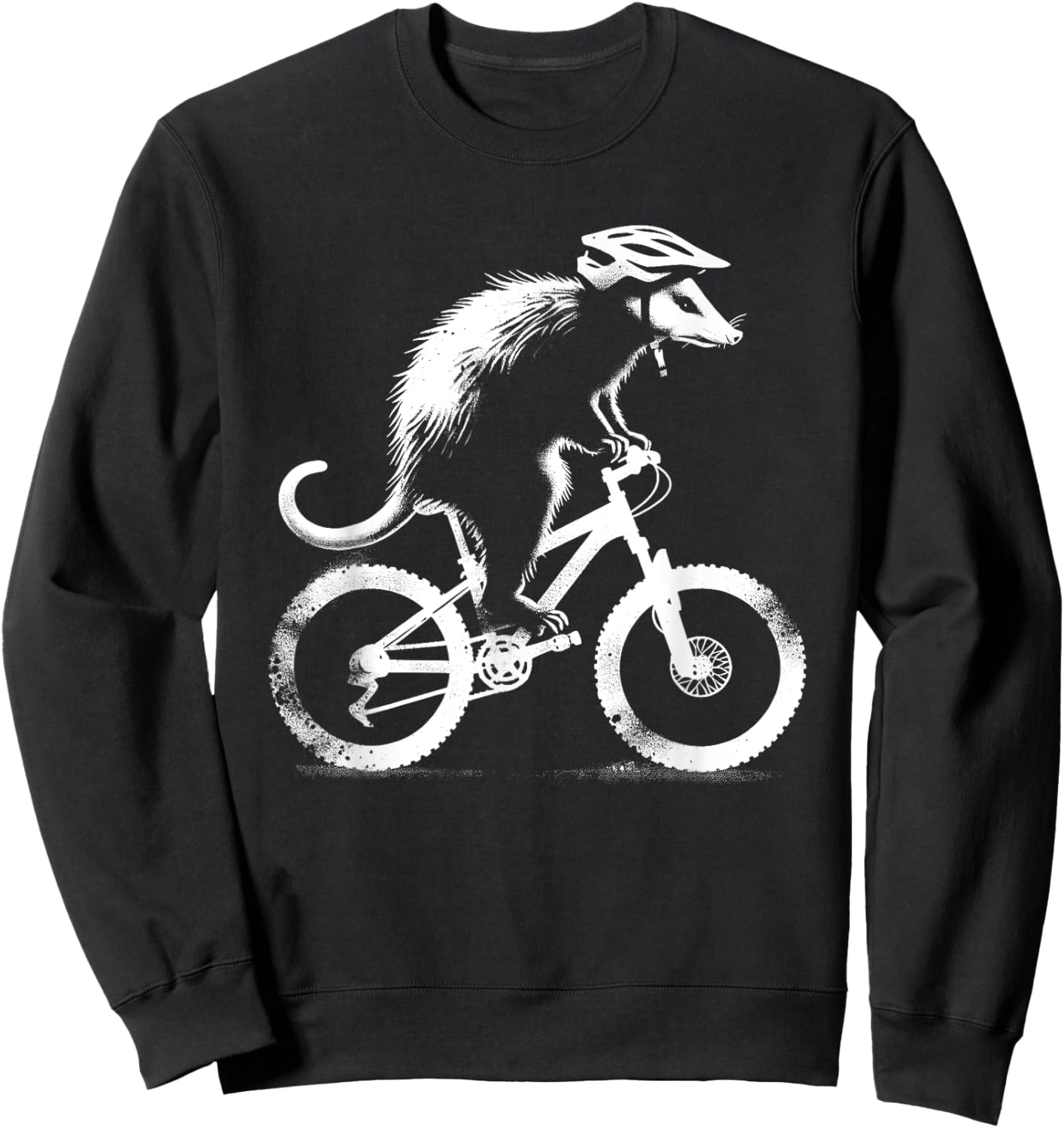 Opossum On Bicycle - Funny Graphic Biking Possum Lover Sweatshirt - Sweatshirt | Black