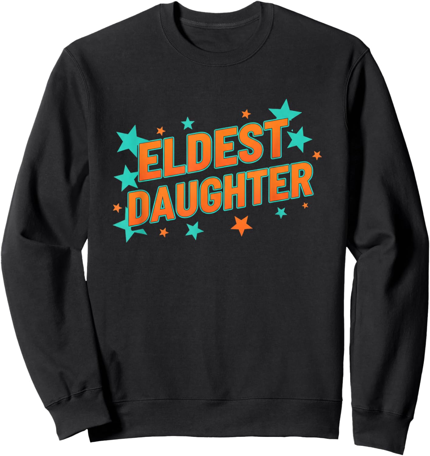 Eldest Daughter Retro Stars Family Pride for Girls Sweatshirt - Sweatshirt | Black