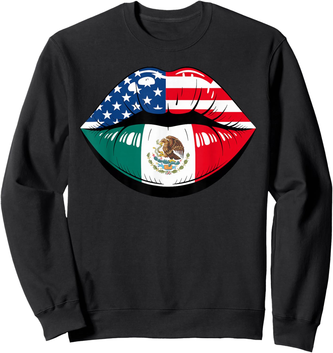 Lips Half American Mexican Roots Mexico USA America Sweatshirt - Sweatshirt | Black