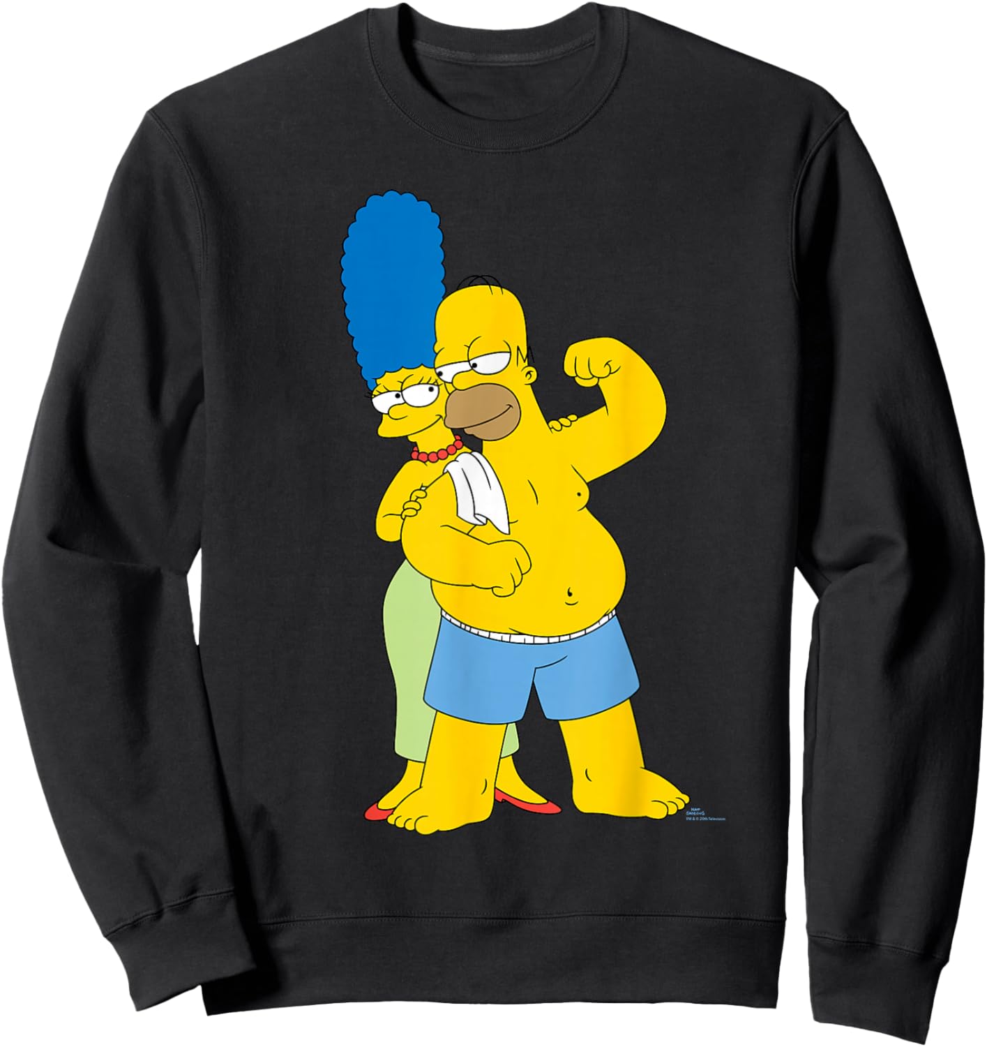 The Simpsons Marge and Flexing Homer Valentine’s Day Couple Sweatshirt - Sweatshirt | Black