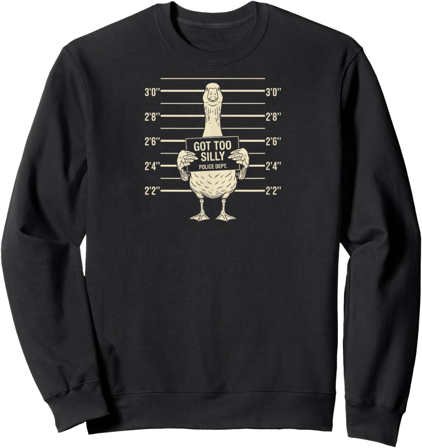 Got Too Silly Goose Mugshot Funny Meme Animal Humor Gag Gift Sweatshirt - Sweatshirt | Black