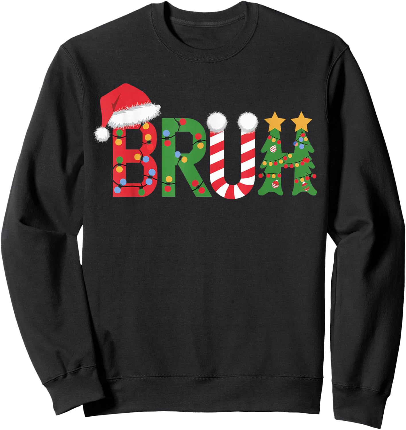 Christmas Shirts for Kids Boys Bruh Funny Christmas Women Sweatshirt - Sweatshirt | Black