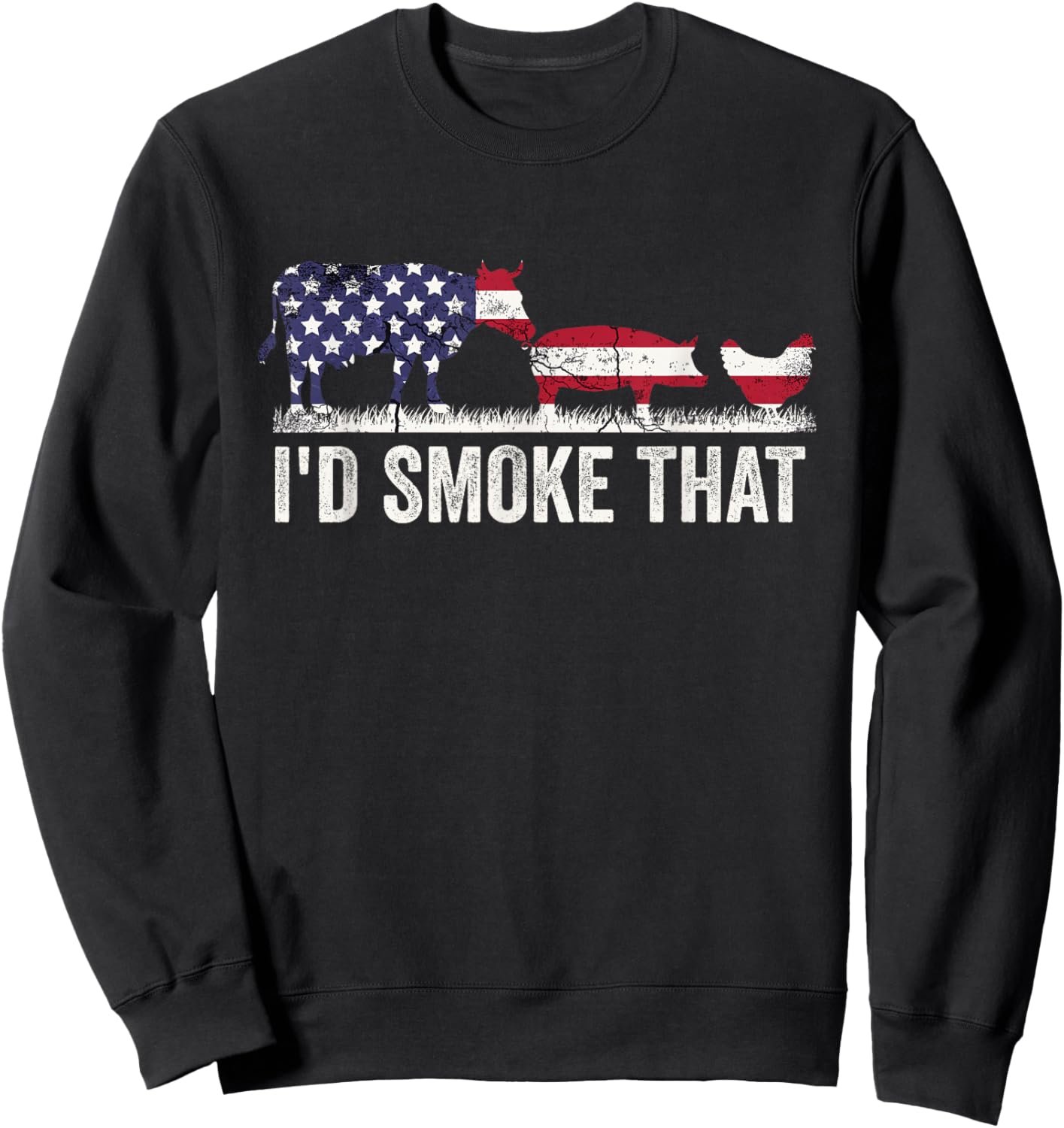 I'd Smoke that Patriotic BBQ American Flag 4th of July Men Sweatshirt - Sweatshirt | Black