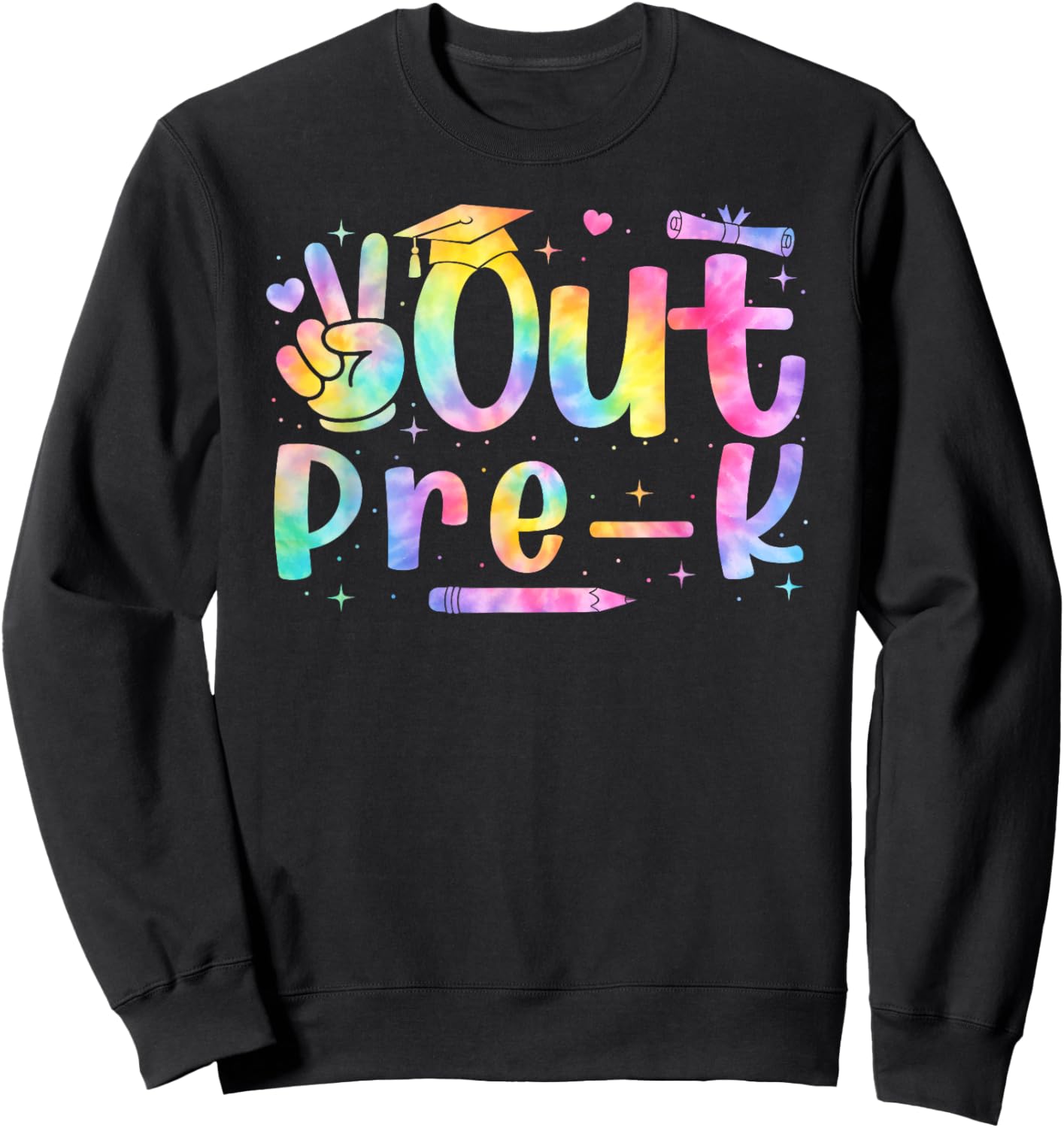 Peace Out Pre-K PreK Graduation Tie Dye Last Day of School Sweatshirt - Sweatshirt | Black
