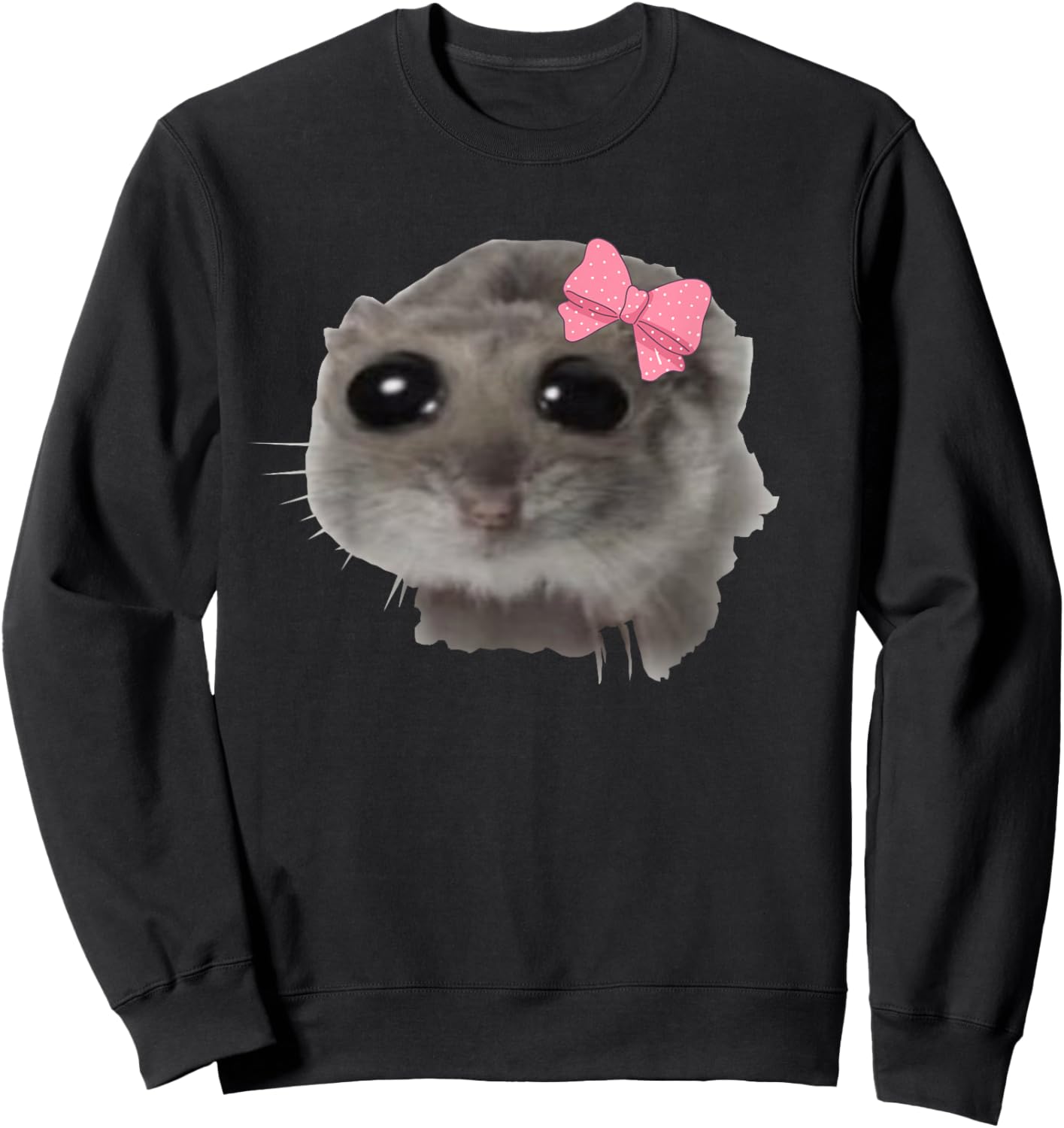 Coquette Sad Hamster Meme Crying Sweatshirt - Sweatshirt | Black
