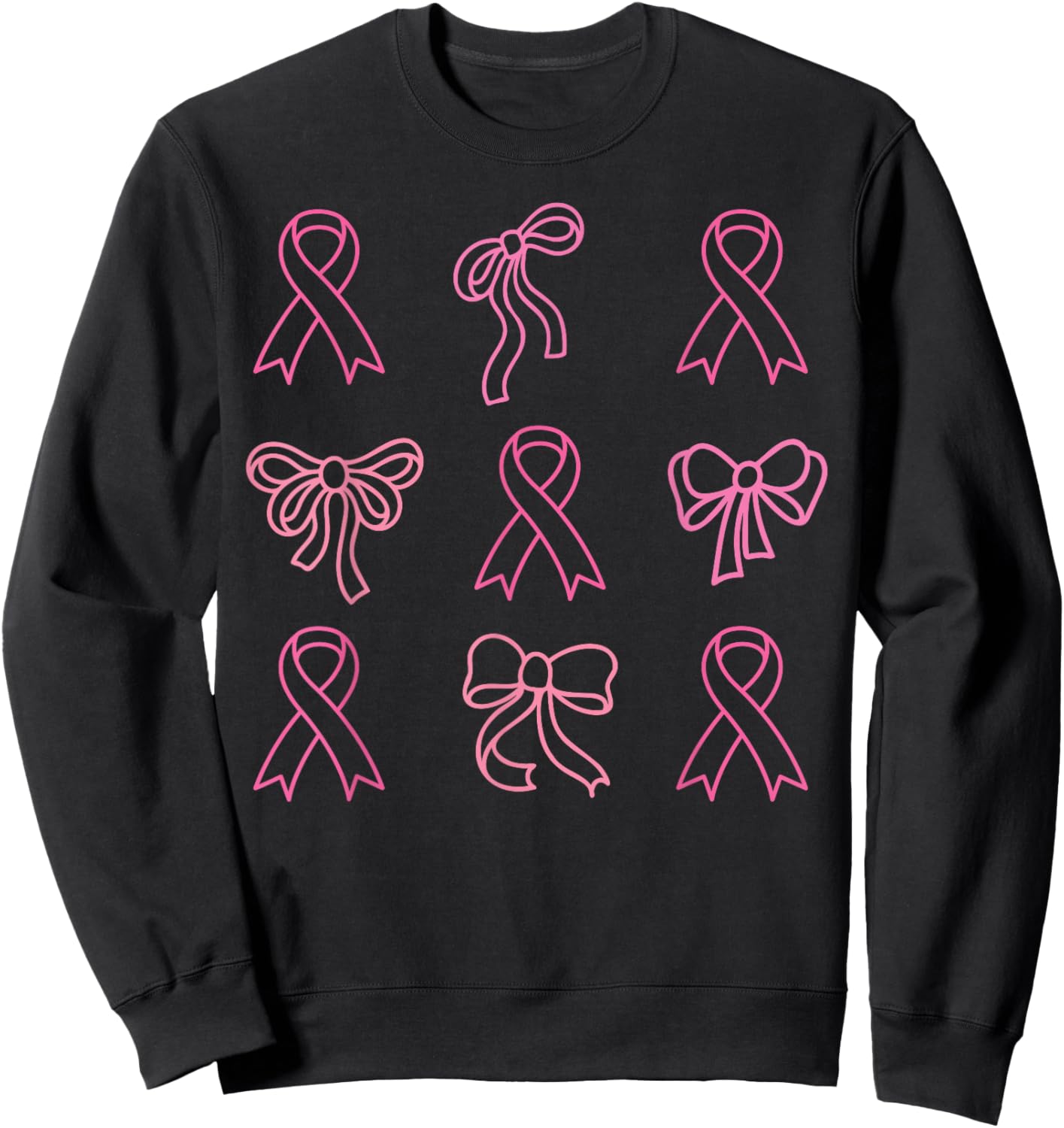 Breast Cancer Awareness Pink Coquette Bow Warrior Sweatshirt - Sweatshirt | Black