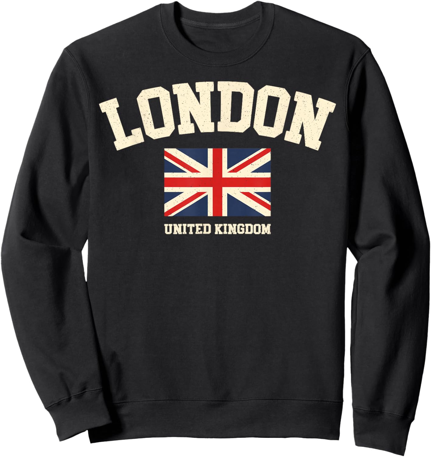 Vintage London England United Kingdom Souvenir Retro Graphic Sweatshirt - Sweatshirt | Black