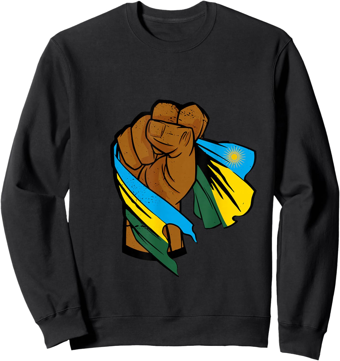 Rwanda Flag Rwandan Roots Rwandan Pride Power Handfist Sweatshirt - Sweatshirt | Black