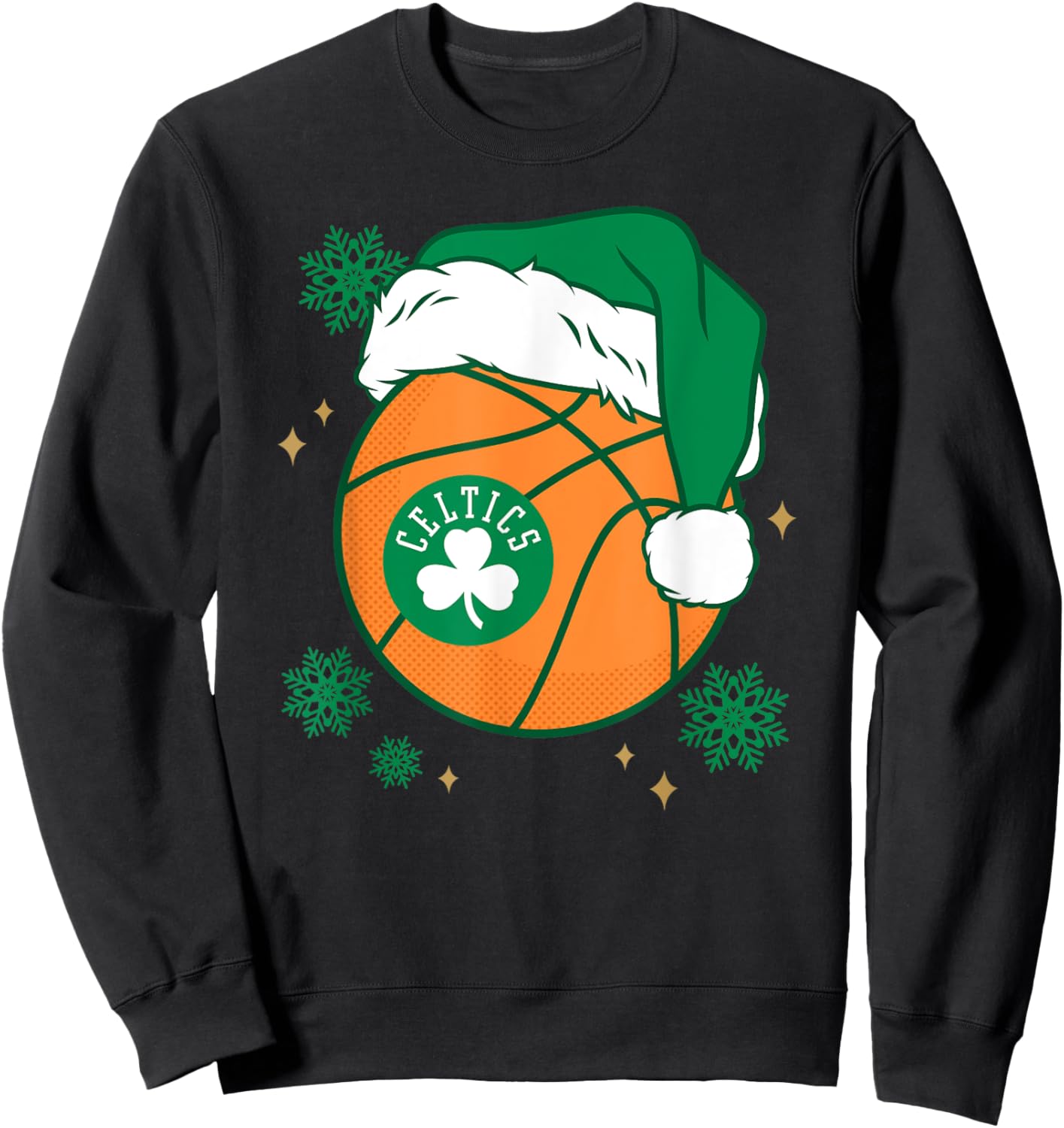 NBA Boston Celtics Christmas Santa Hat Ball Sweatshirt - Sweatshirt | Black