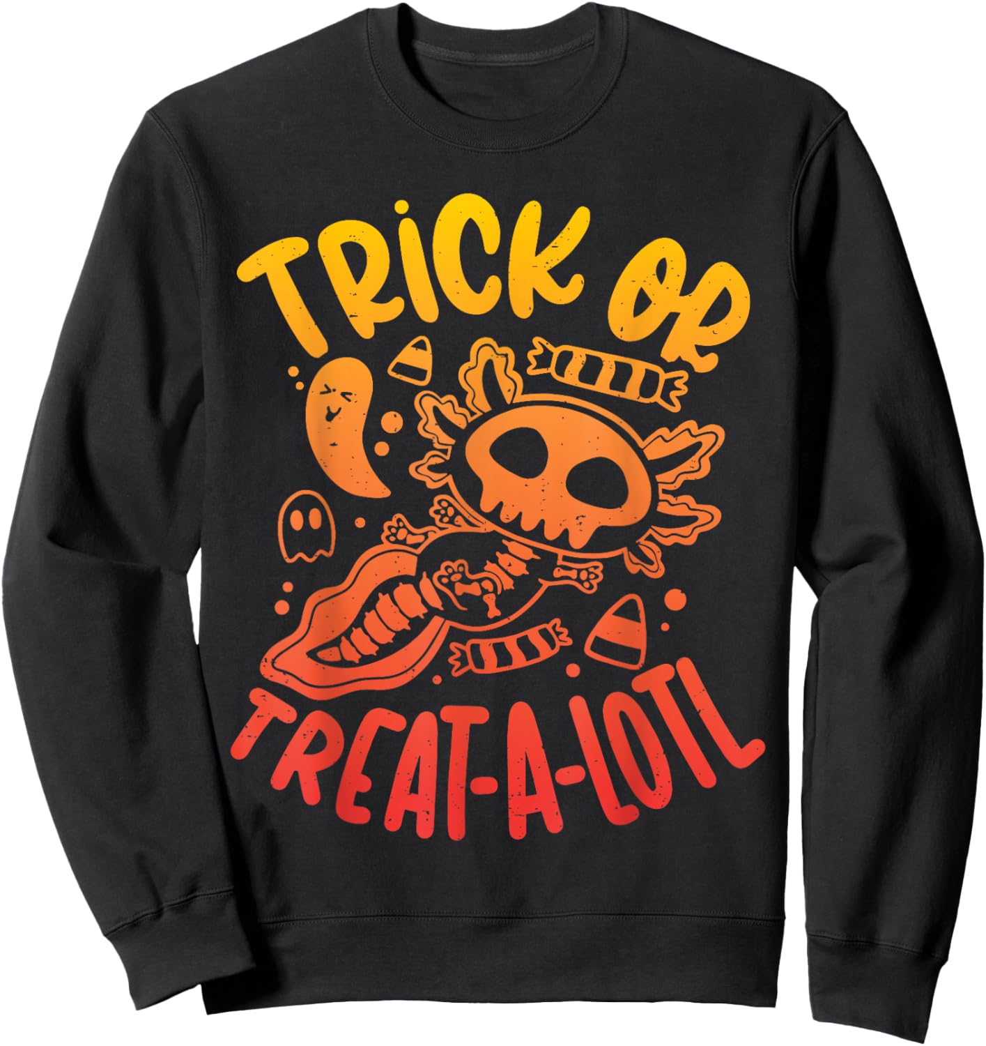 Trick or Treat A Lotl Skeleton Axolotl Halloween Costume Sweatshirt - Sweatshirt | Black
