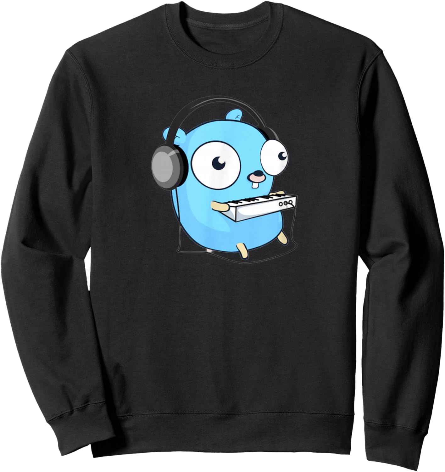 Music Gopher - Fun Programmer Developer GO lang Logo Sweatshirt - Sweatshirt | Black
