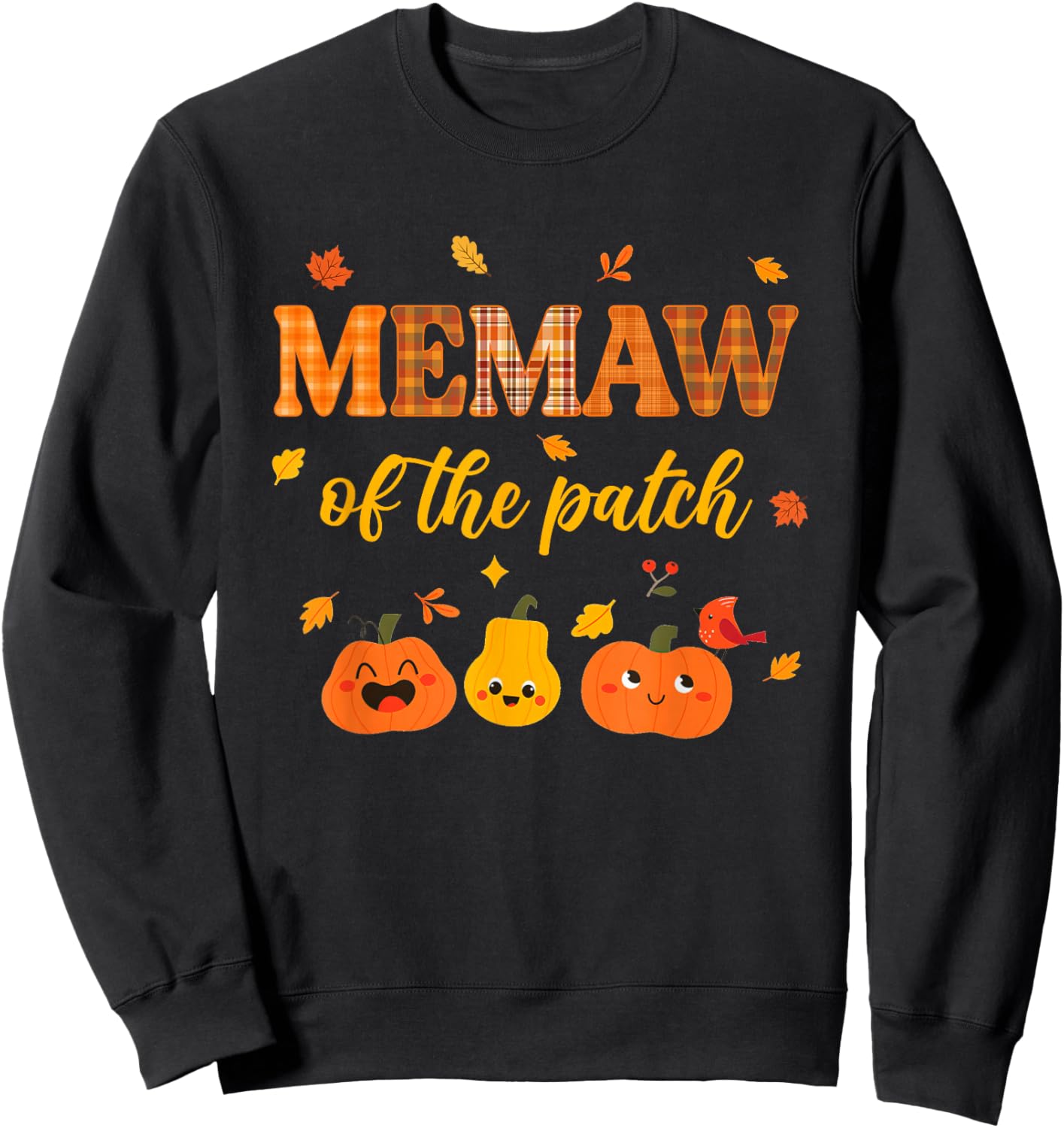 Memaw of The Patch Matching Family Pumpkin Fall Halloween Sweatshirt - Sweatshirt | Black
