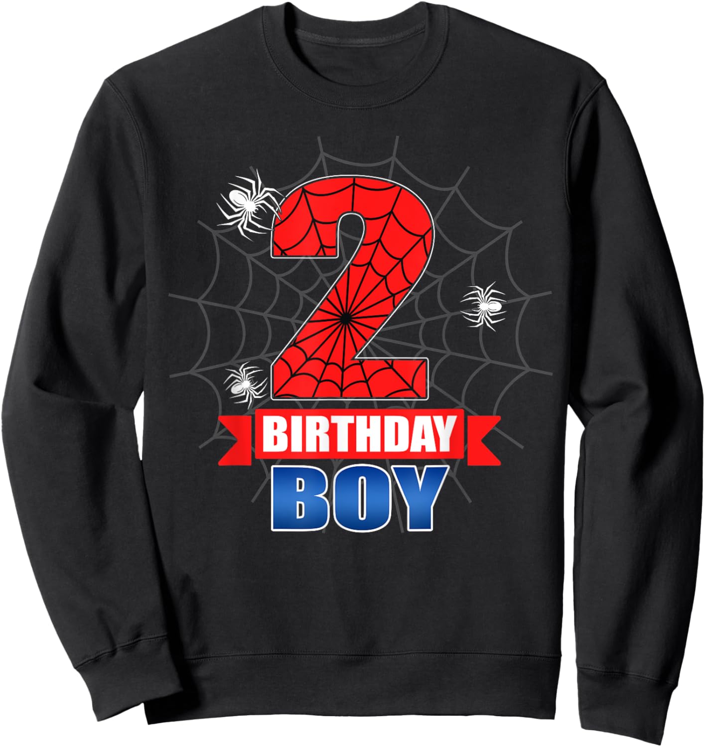 Spider Web 2 Years Old It's My 2nd Birthday Boy Party Sweatshirt - Sweatshirt | Black