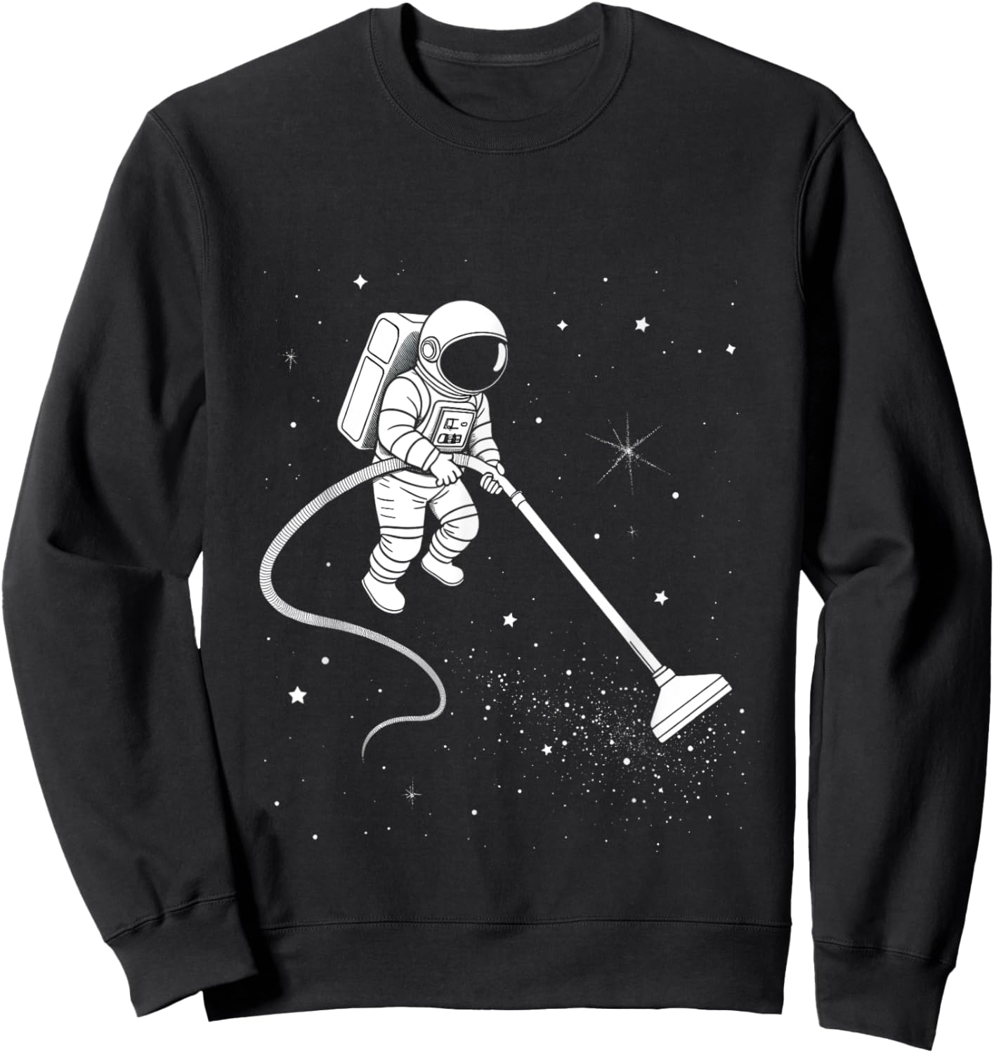 Astronaut Cleaning Stars Funny Space Design Sweatshirt - Sweatshirt | Black