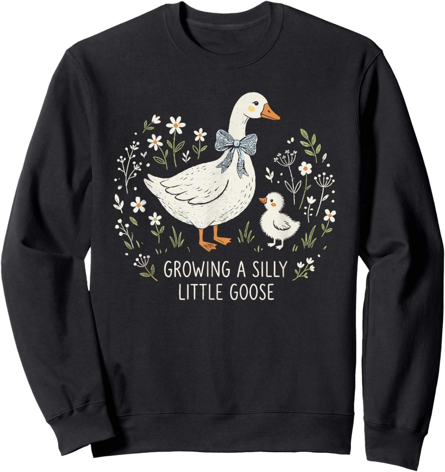 Growing A Silly Little Goose Funny Pregnancy Mom Goose Humor Sweatshirt - Sweatshirt | Black