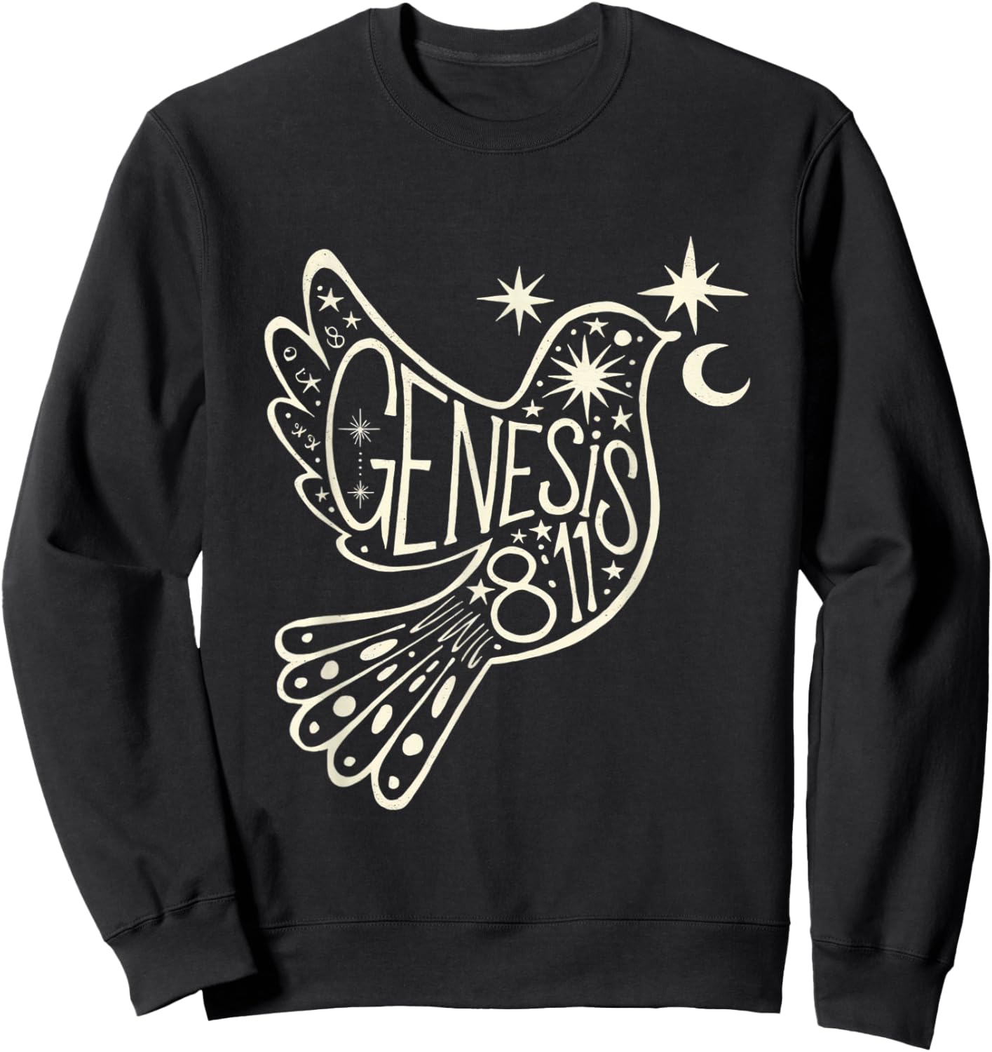 Genesis 8:11 Inspirational Christian Scripture Verse Design Sweatshirt - Sweatshirt | Black