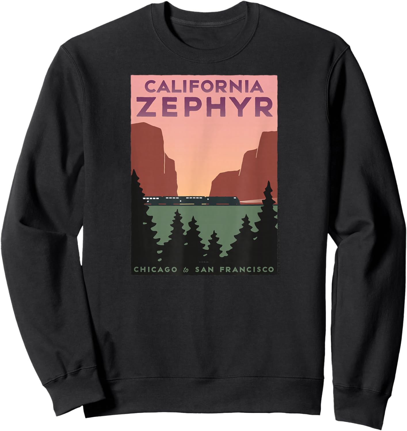 California Zephyr (Chicago to San Francisco) Sweatshirt - Sweatshirt | Black