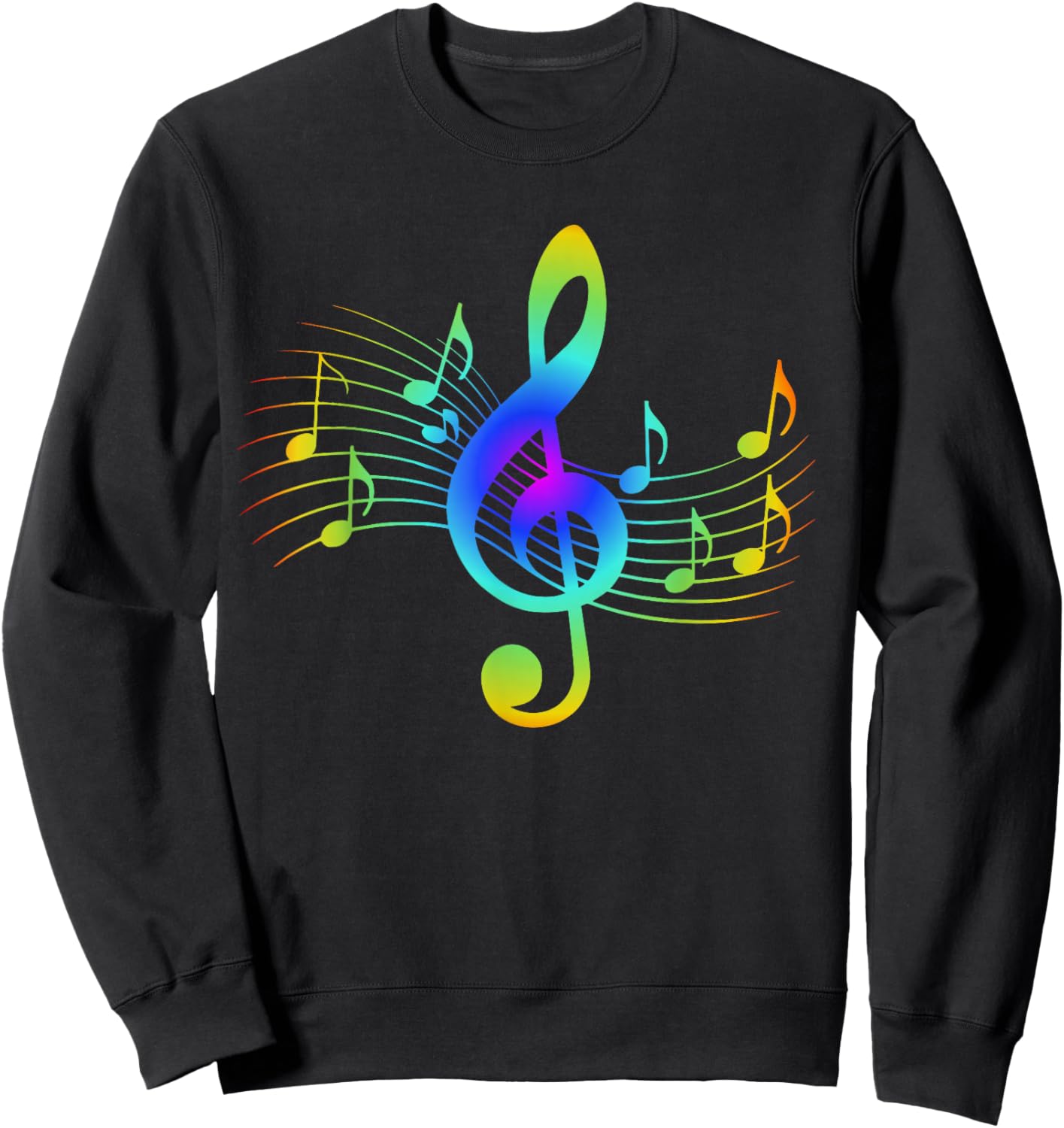 Colourful Treble Clef and Musical Notes Design for Music Love Sweatshirt - Sweatshirt | Black