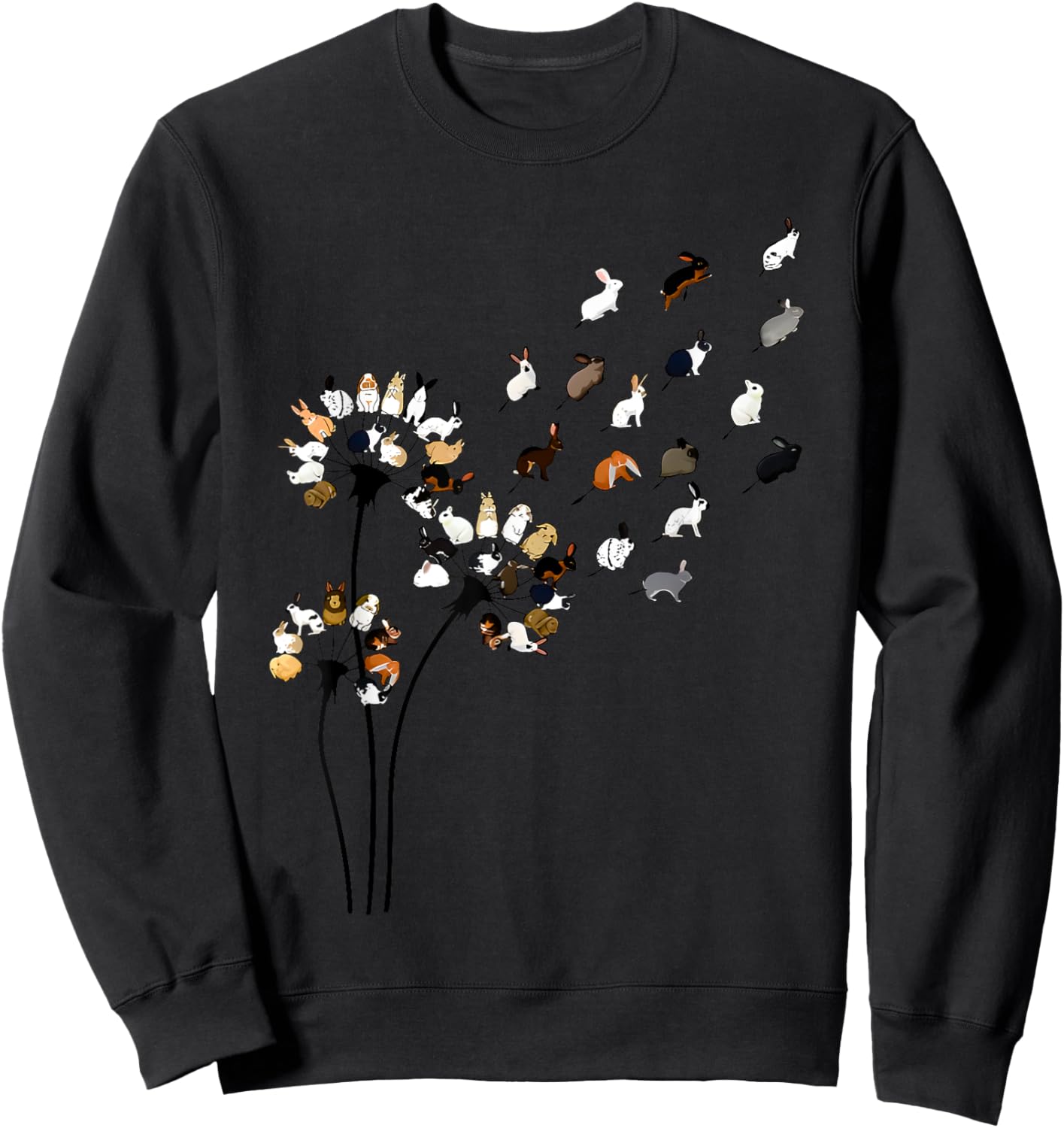 Funny Dandelion Bunny Flower Sweatshirt - Sweatshirt | Black
