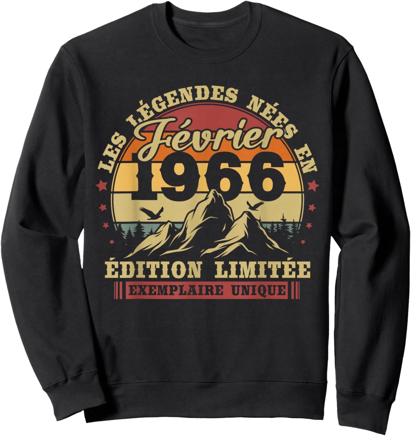 Vintage February 1966 Retro Birthday 60 Years Men Women Sweatshirt - Sweatshirt | Black