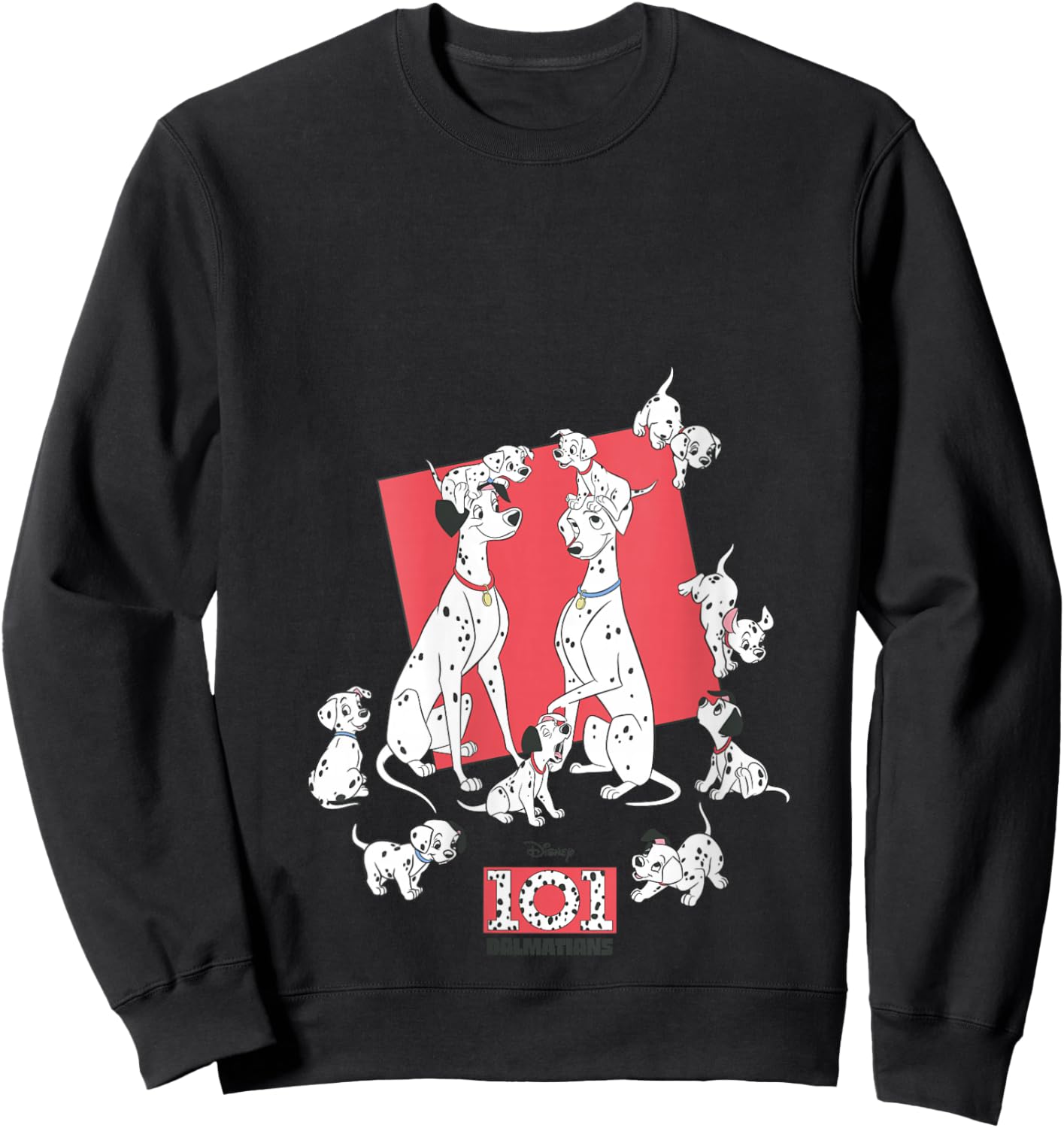 Women's Disney 101 Dalmatians Pongo Perdita Puppies Family V-Neck Sweatshirt - Sweatshirt | Black