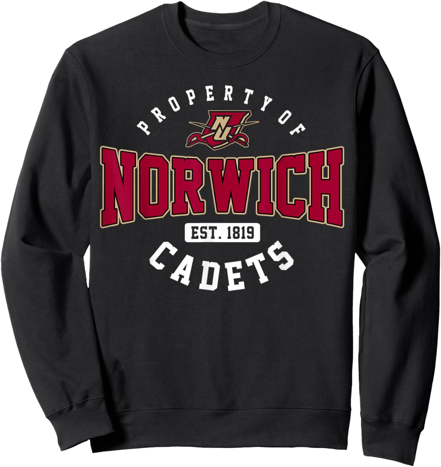 Property of Norwich University Athletics Arch Vintage Design Sweatshirt - Sweatshirt | Black