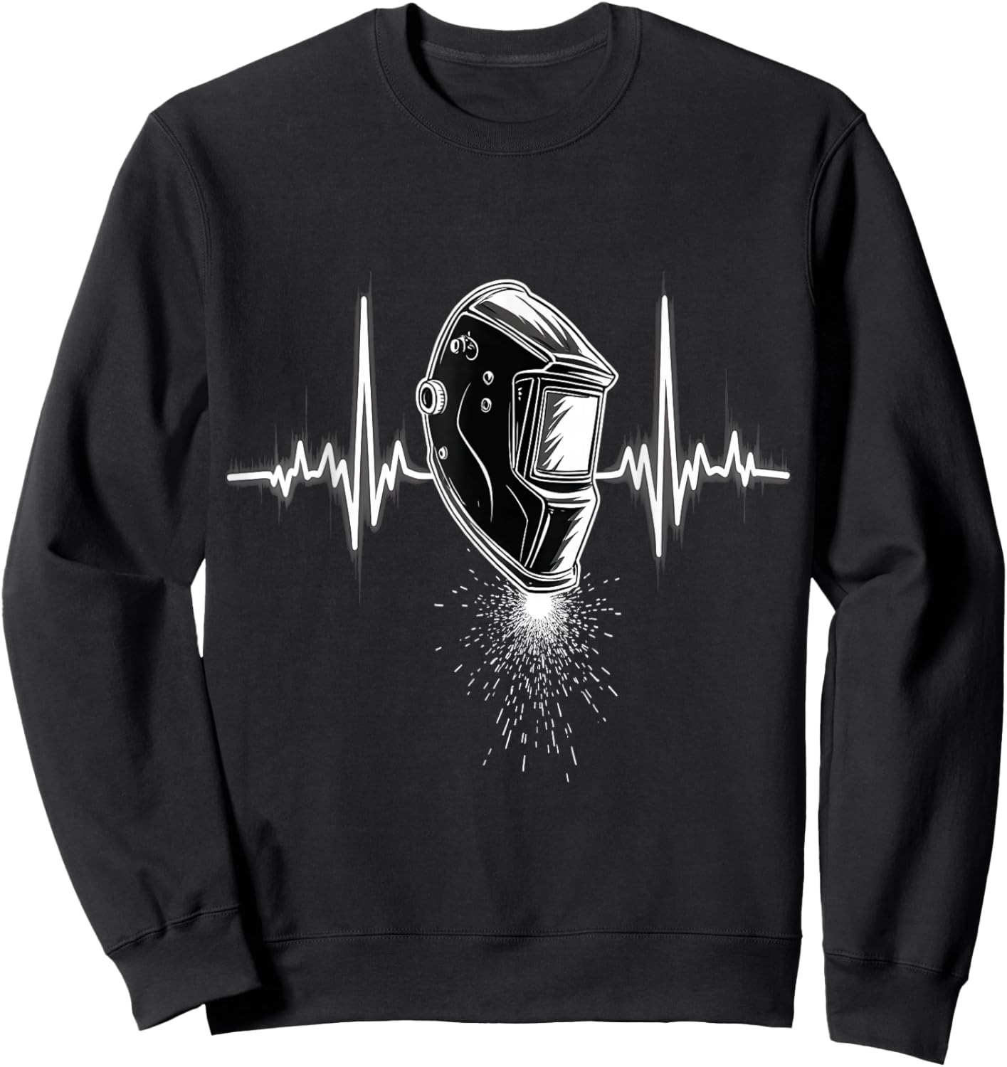 Welding Helmet Heartbeat Sweatshirt - Sweatshirt | Black