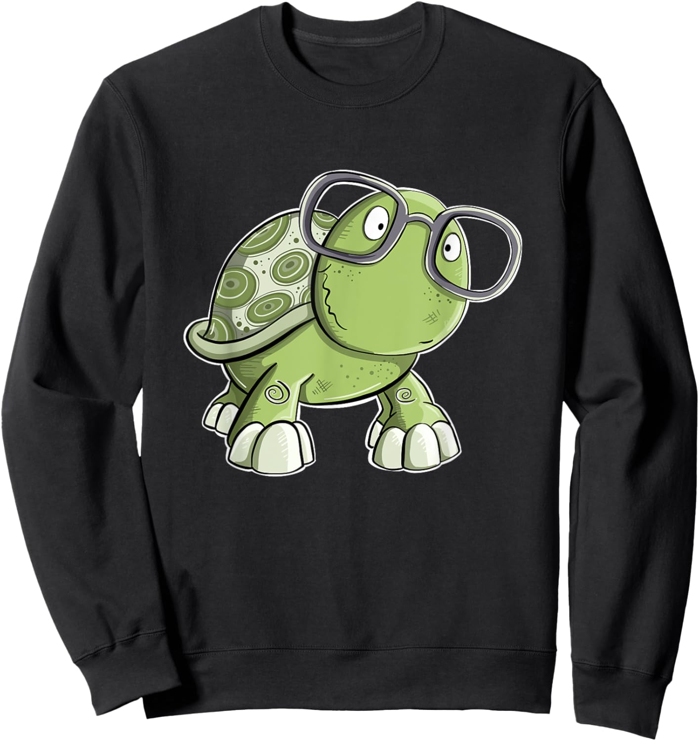 Funny Nerd Turtle With Glasses For Reptile Lover Sweatshirt - Sweatshirt | Black