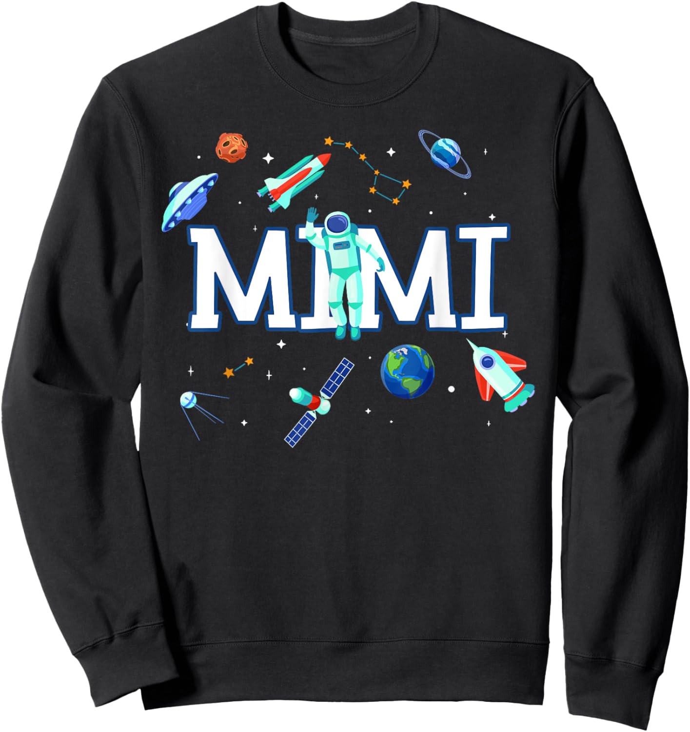 Mimi Astronaut Space Family Matching Birthday Party Sweatshirt - Sweatshirt | Black