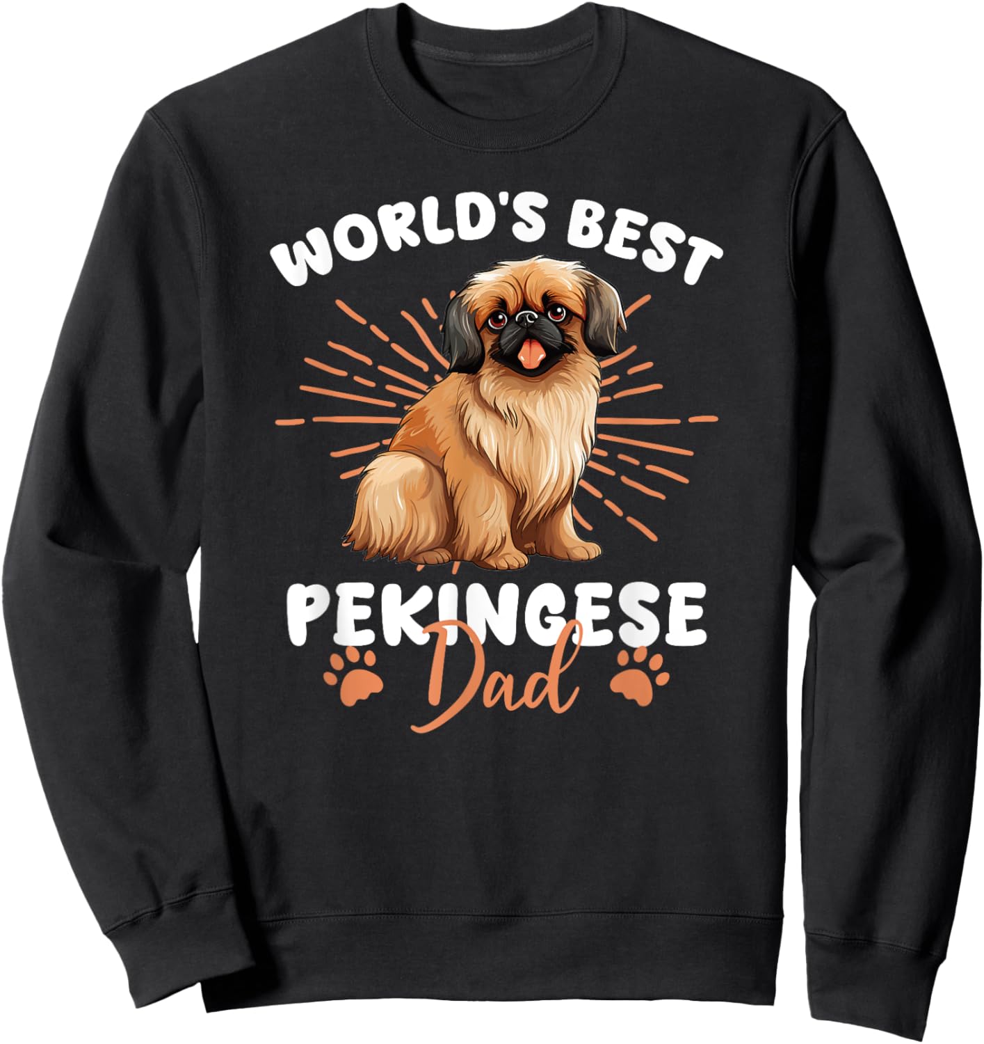 Pekingese Groovy World's Best Pekingese Dad Sweatshirt - Sweatshirt | Black