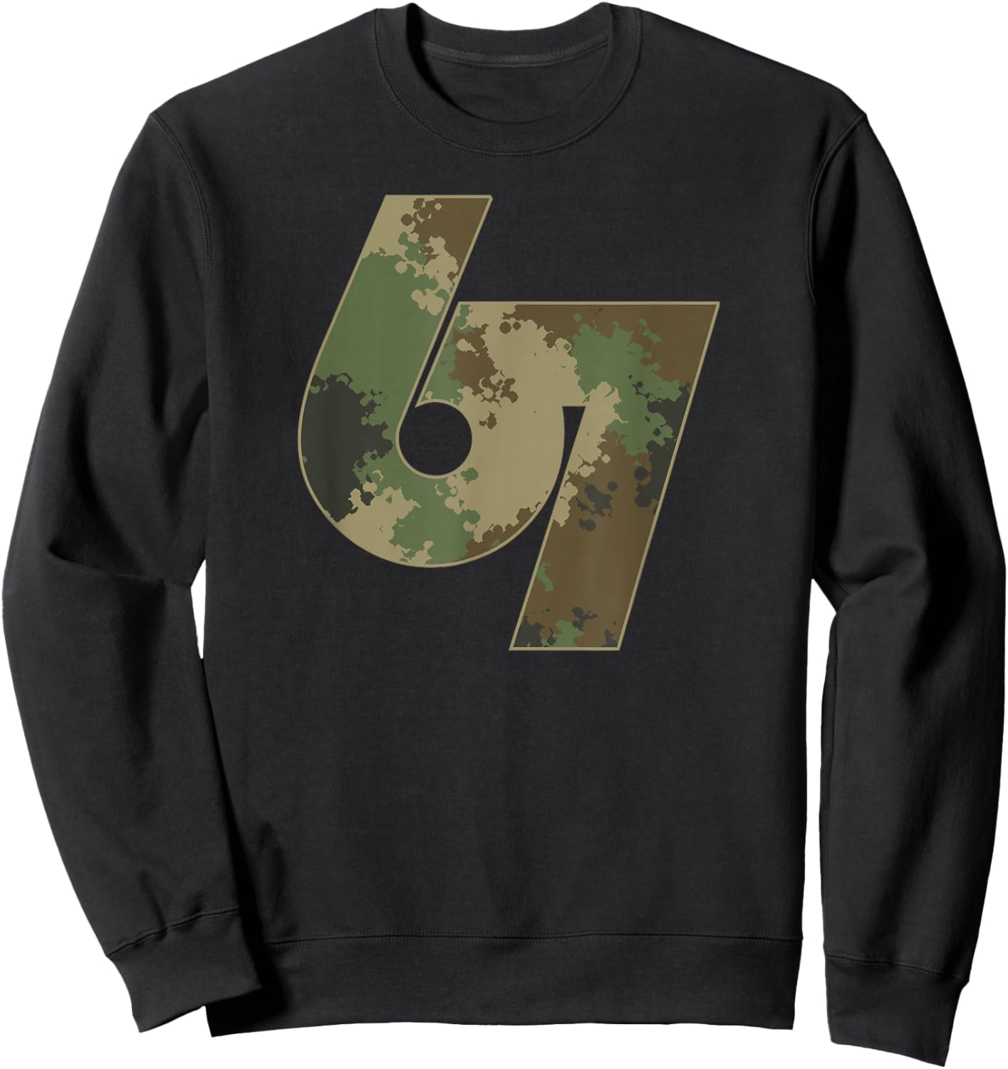 Vintage 67 Meme Camo Logo Namaste Funny Halloween Sweatshirt - Sweatshirt | Black