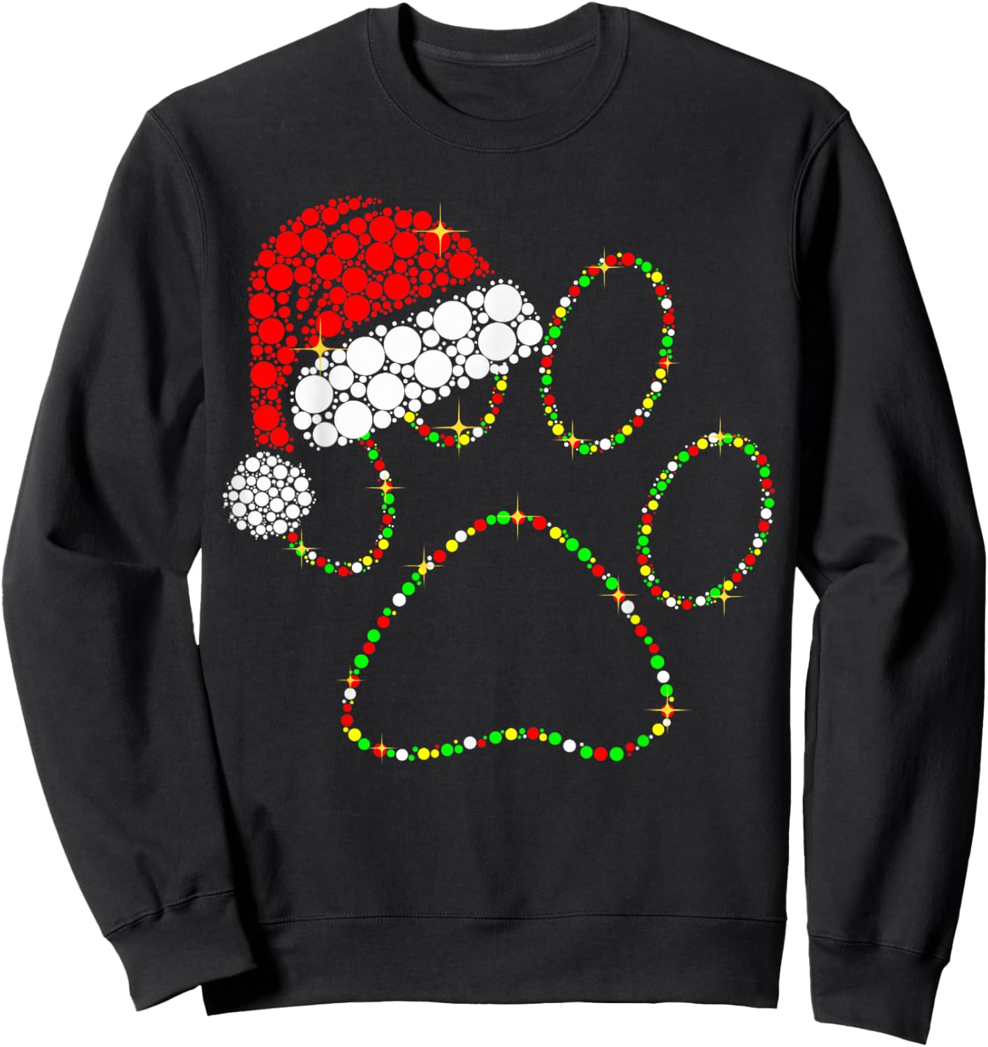 Santa Claus Dog Paw Xmas Decorations Merry Christmas Pajama Sweatshirt - Sweatshirt | Black