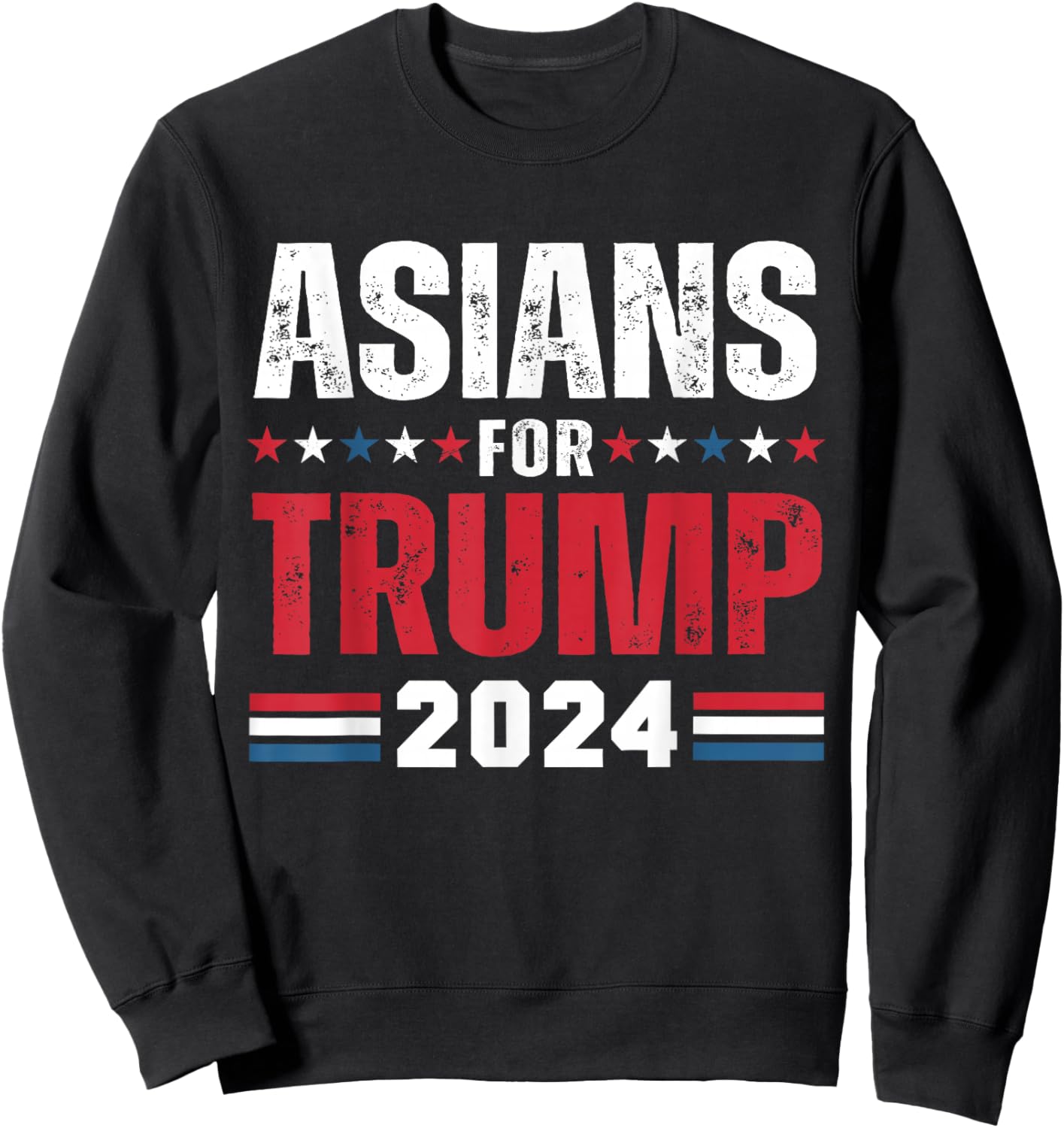 Asians For Trump 2024 American Flag Sweatshirt - Sweatshirt | Black
