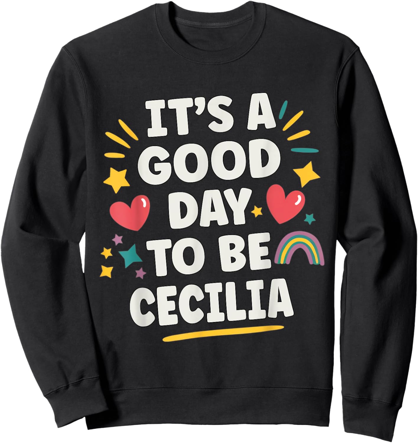 Cecilia Personalized Retro Girls Custom Cecilia Name Sweatshirt - Sweatshirt | Black