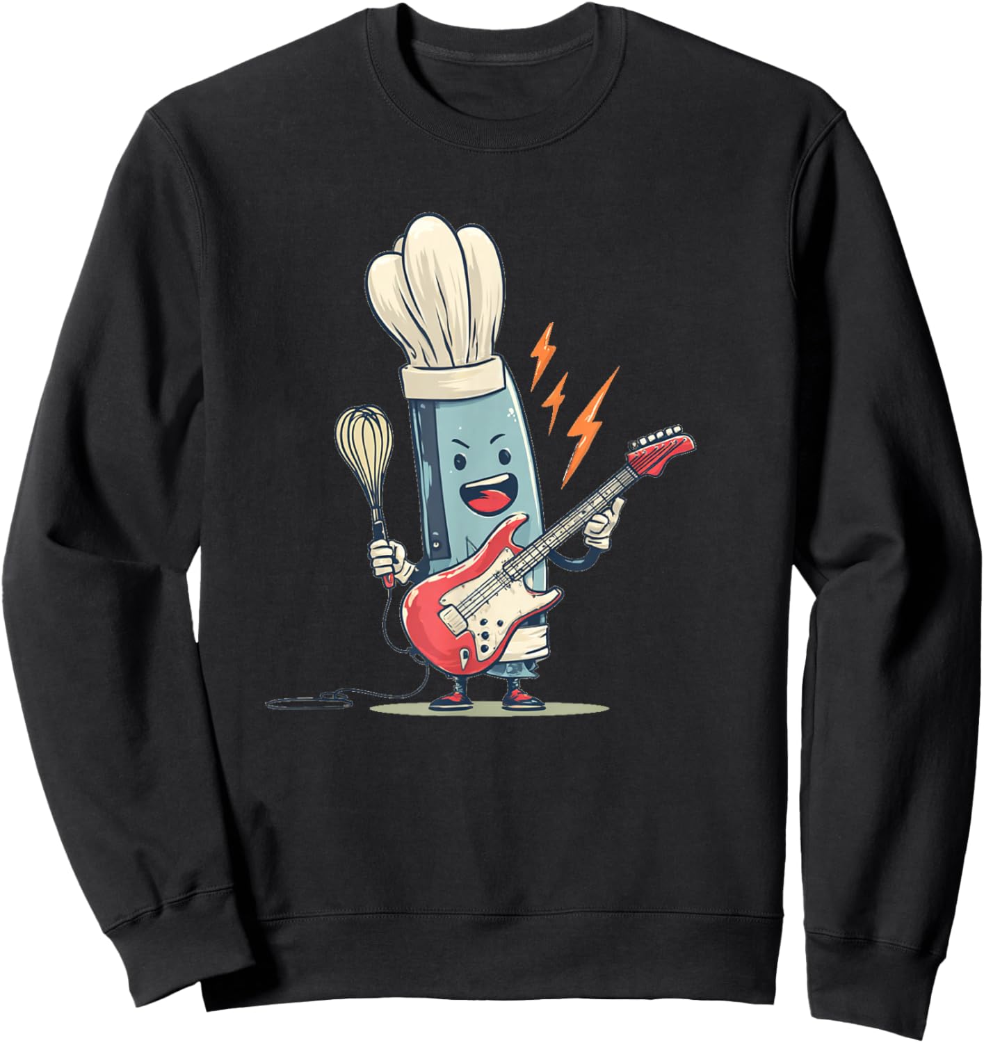 Funny Kitchen Rock Costume for Guitar Lovers and Cooking Sweatshirt - Sweatshirt | Black