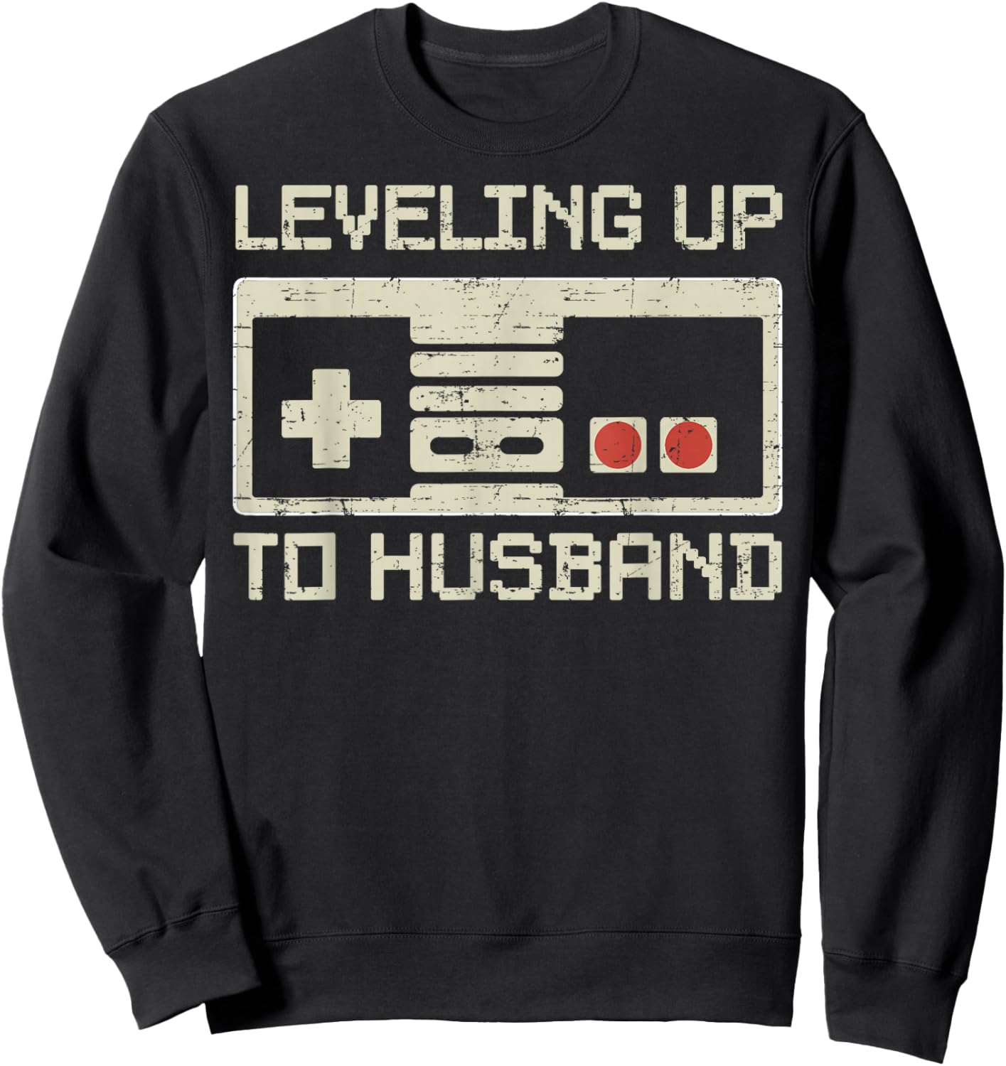 Leveling Up To Husband Gamer Retro Bachelor Party Groom Sweatshirt - Sweatshirt | Black