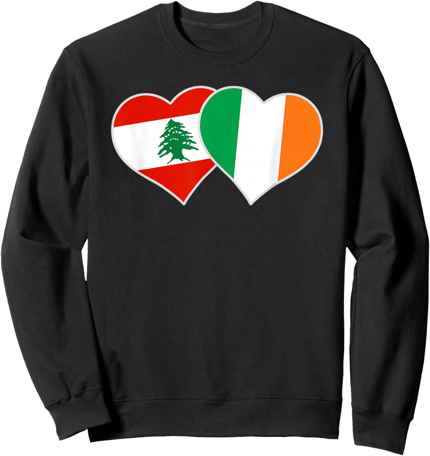 Lebanese Irish Flag Heart Lebanon Ireland Mix Heritage Sweatshirt - Sweatshirt | Black