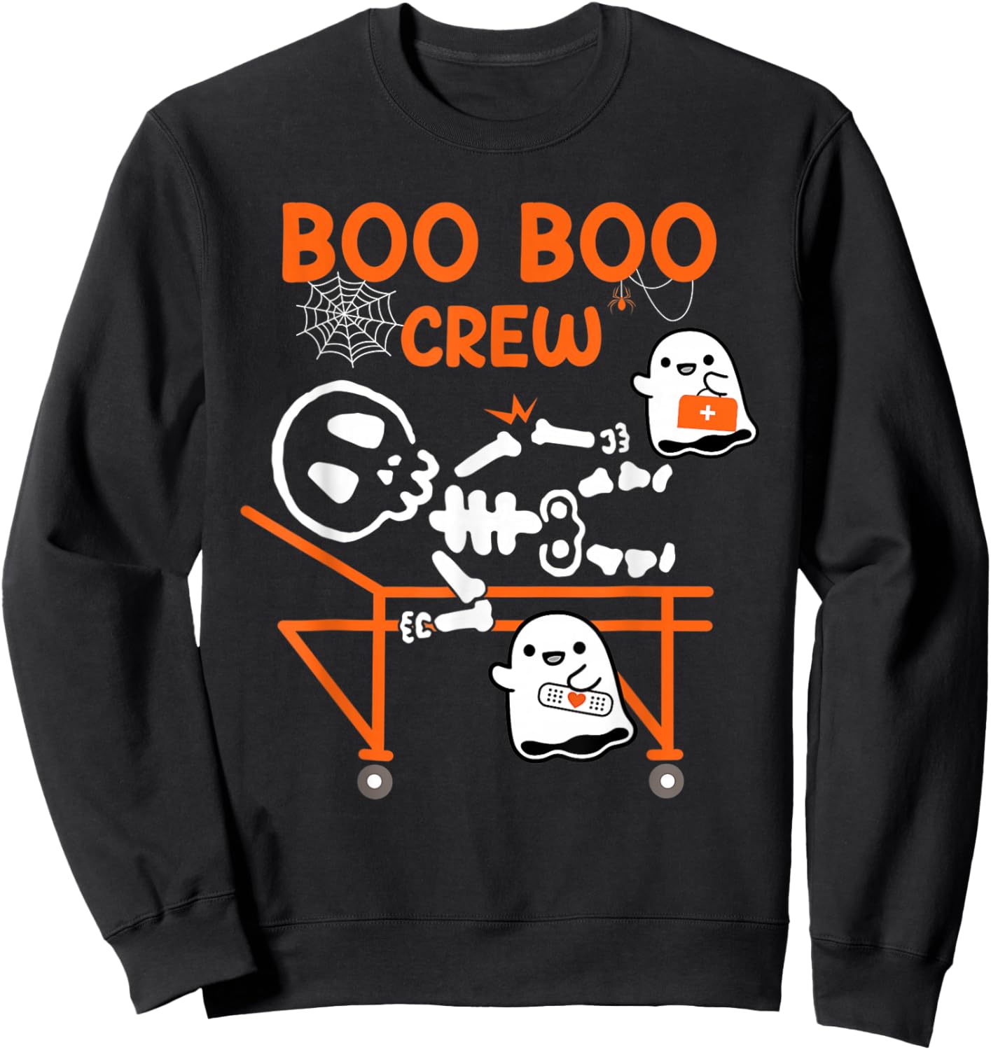 Boo Boo Crew Funny Ghost Nurse Retro Spooky Season Halloween Sweatshirt - Sweatshirt | Black