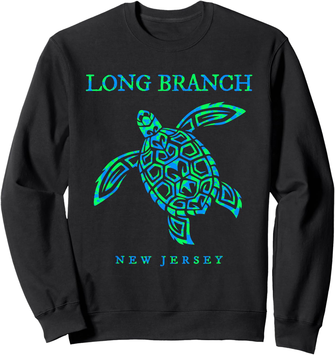 Long Branch New Jersey Sea Turtle Boys Girls Toddler Sweatshirt - Sweatshirt | Black