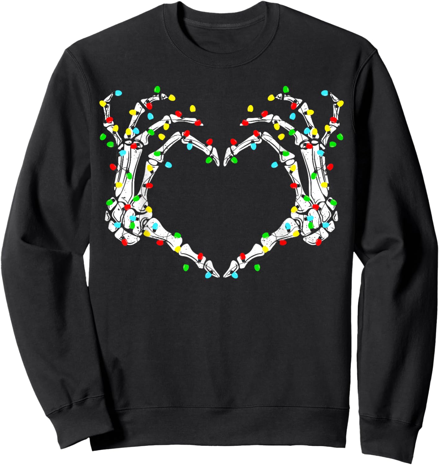 Skeleton Hands Heart Sign Light Christmas Costume Women Girl Sweatshirt - Sweatshirt | Black