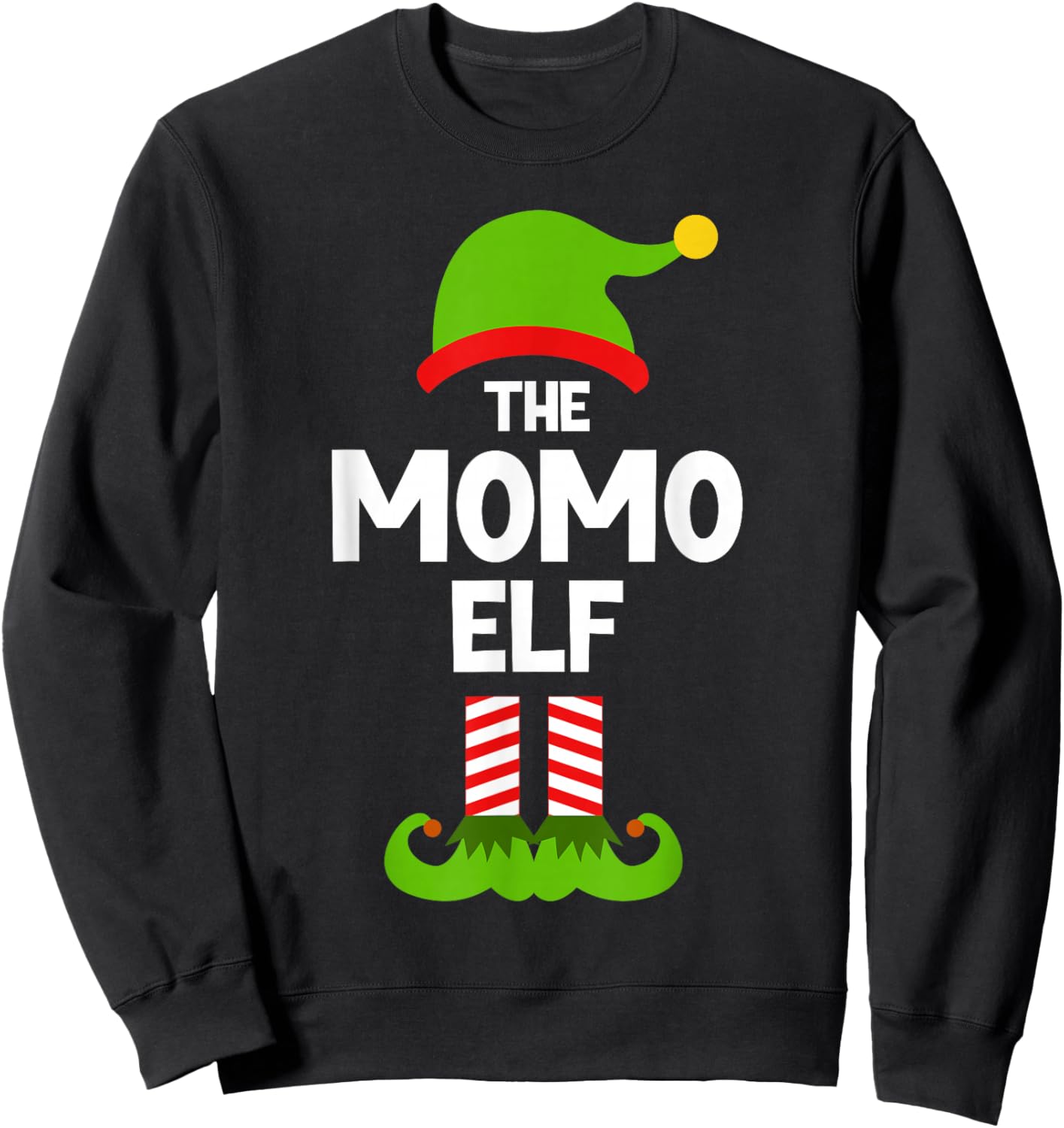 I'm The Momo Elf Christmas Family Pajama Funny Sweatshirt - Sweatshirt | Black