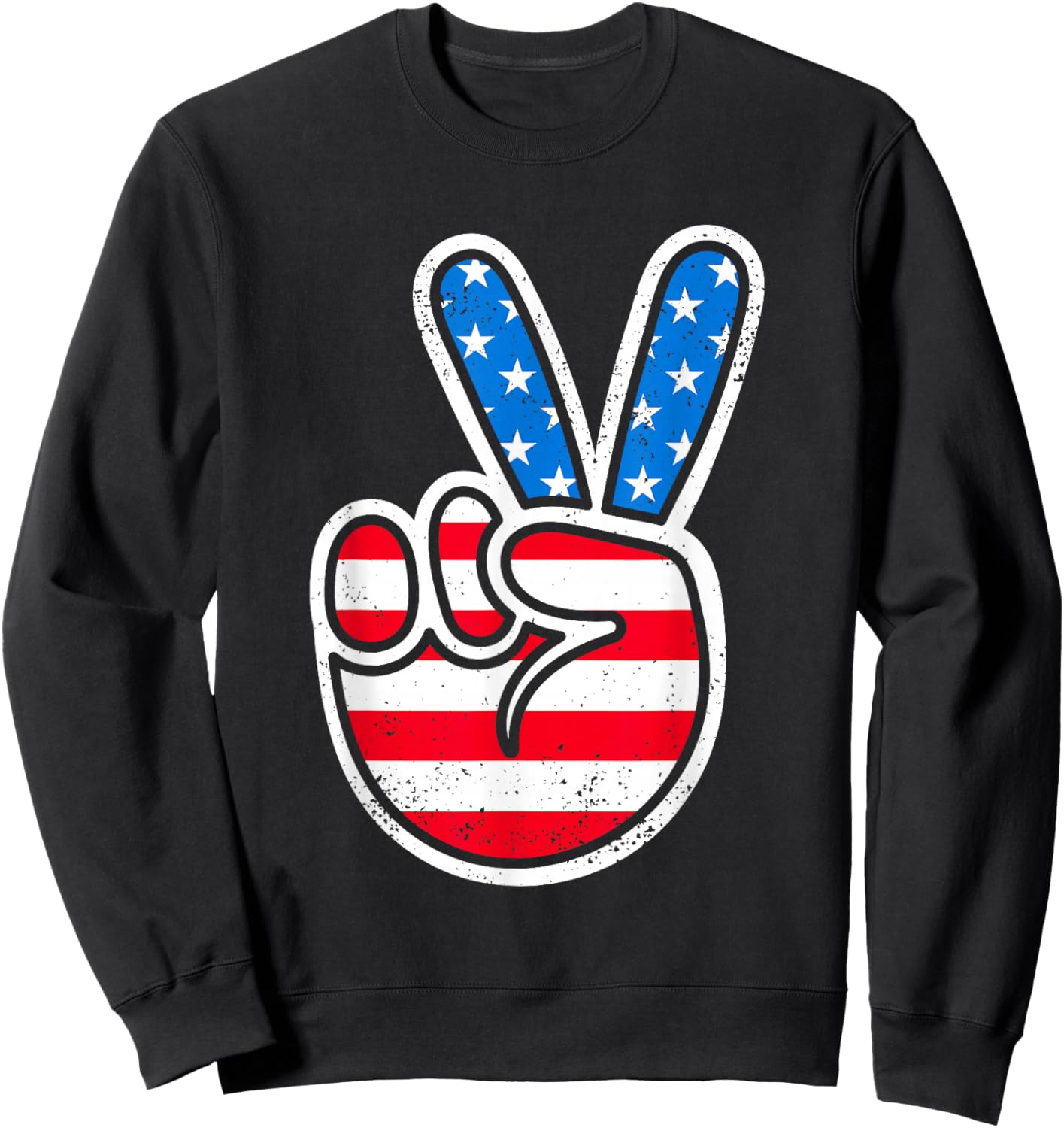 American Flag Peace Sign 60s 70s 80s Patriotic Boys Toddler Sweatshirt - Sweatshirt | Black
