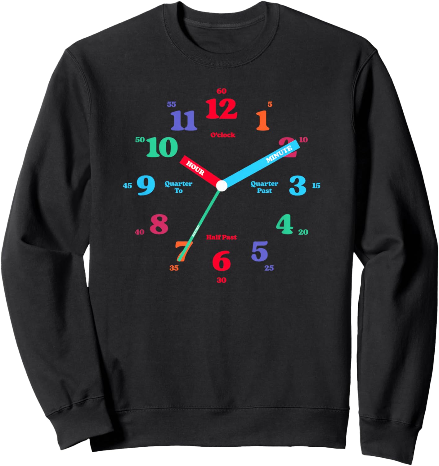 Time Teaching Clock Kids Young Child Sweatshirt - Sweatshirt | Black