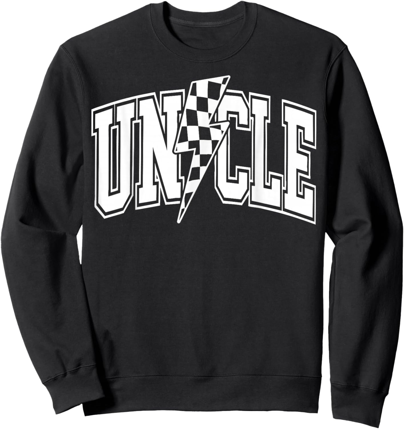 Uncle Lightning Bolt Checkered Varsity Dad Uncle Fathers Day Sweatshirt - Sweatshirt | Black