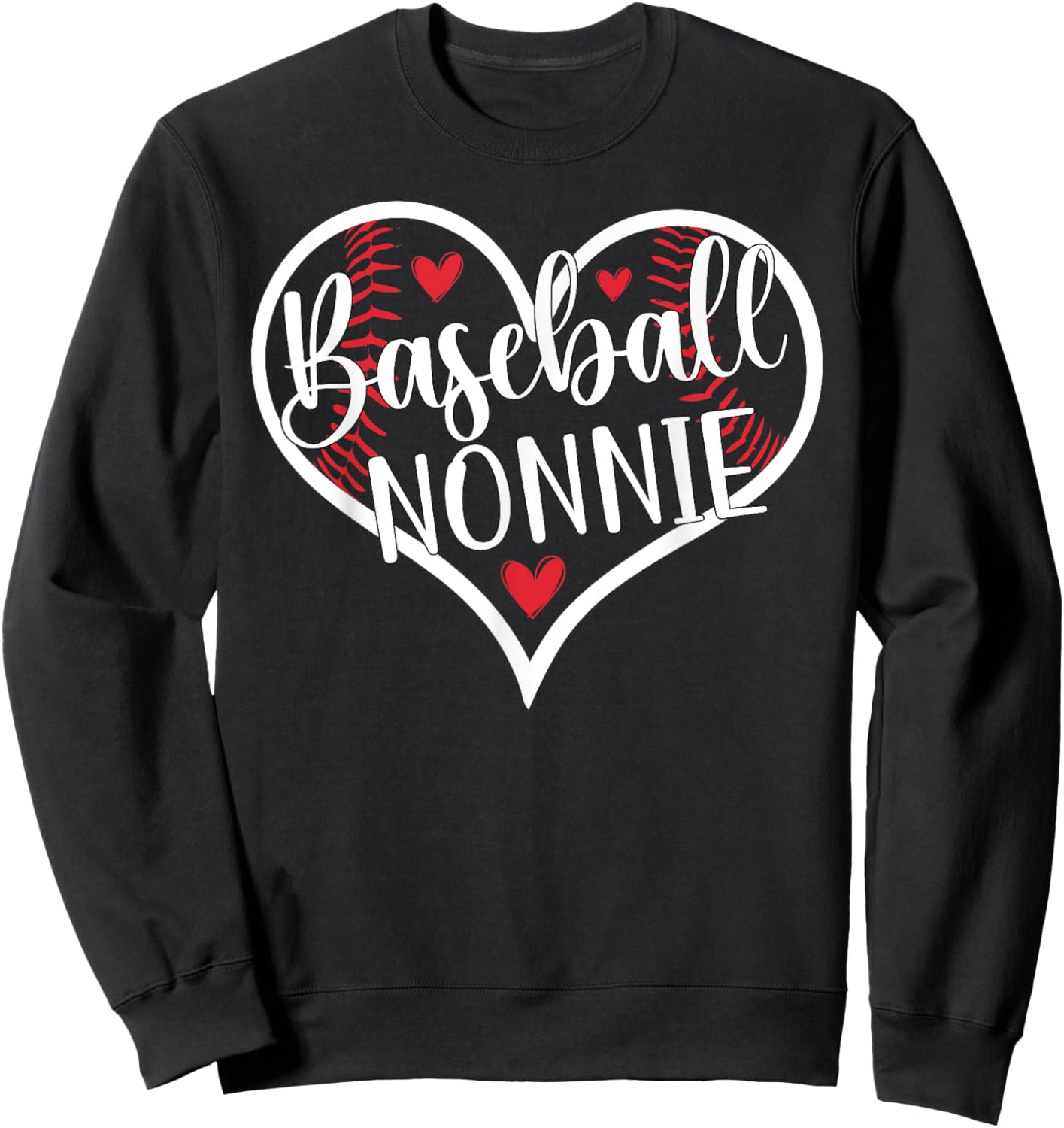 Baseball Nonnie Heart Nonnie Of A Baseball Player Nonnie Sweatshirt - Sweatshirt | Black