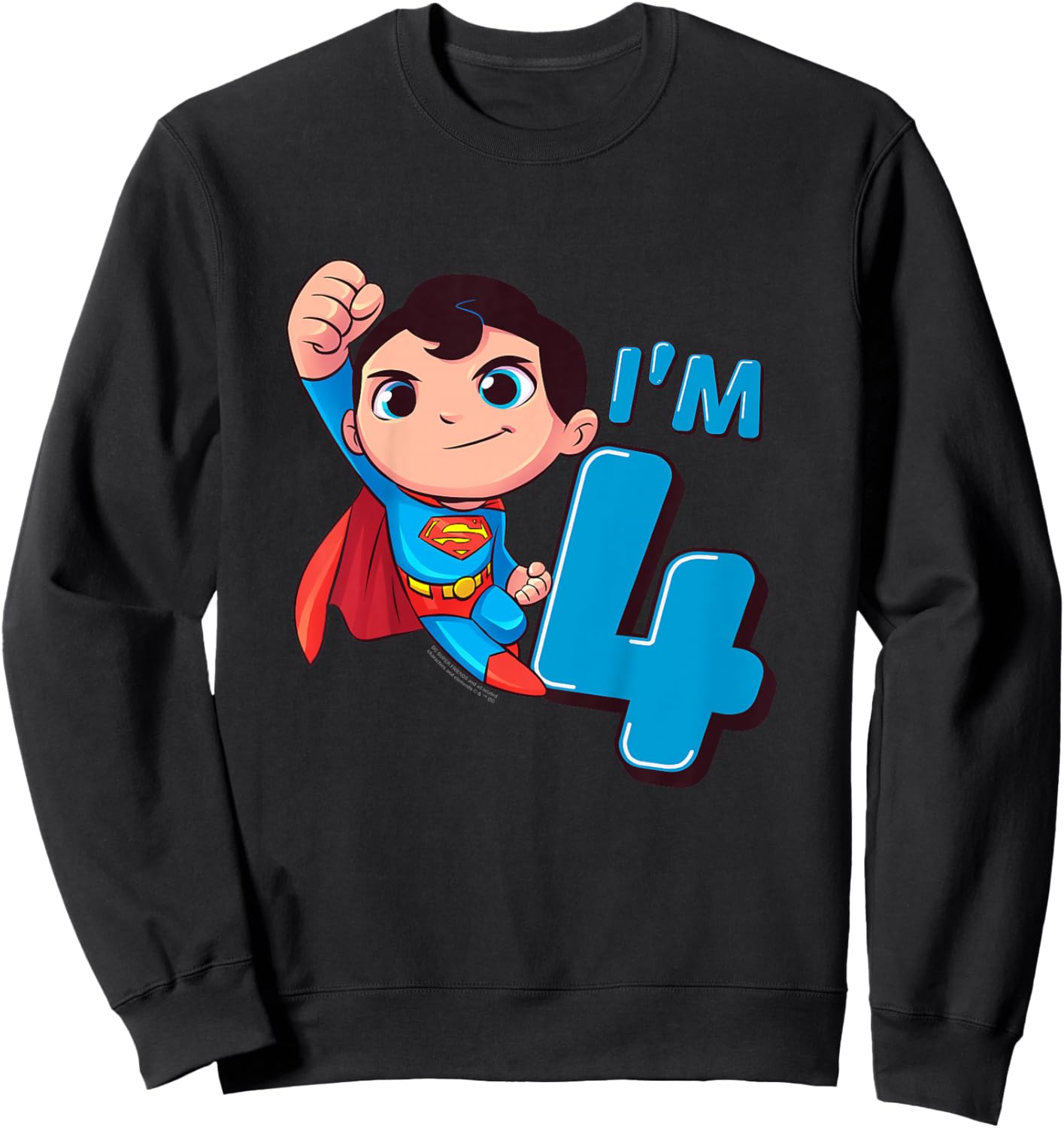 Kids Superman 4th Birthday Cute I'm 4 Sweatshirt - Sweatshirt | Black