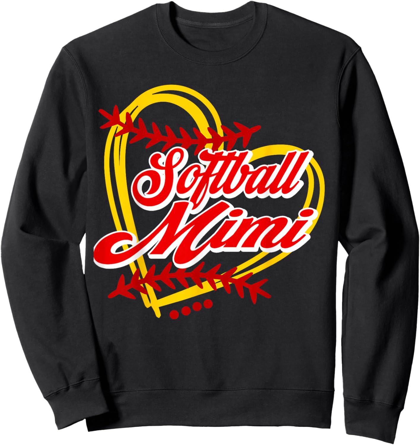 Softball Mimi Heart Softball Player Lover Sweatshirt - Sweatshirt | Black