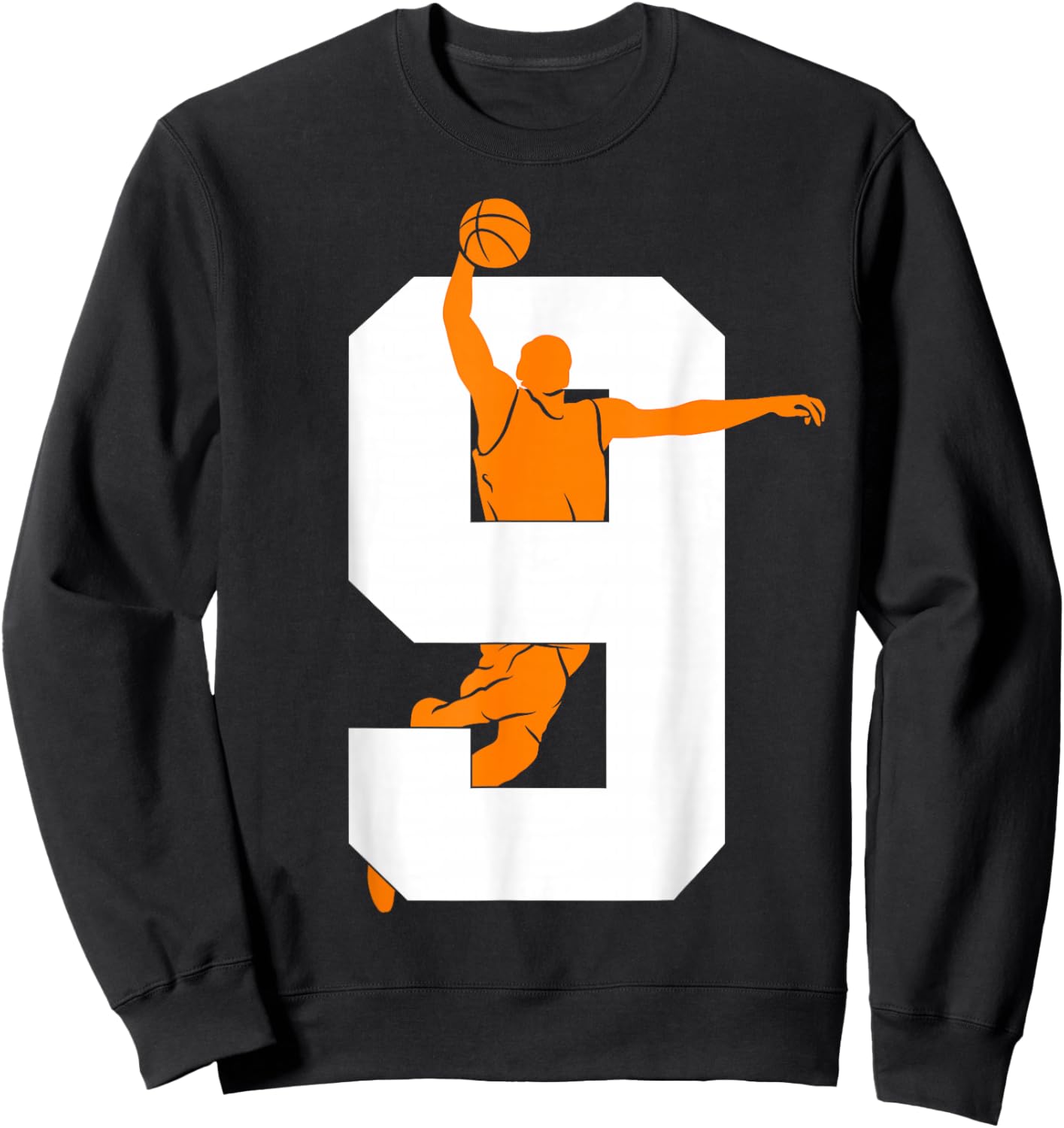 Number 9 Years Basketball 9th Birthday Sweatshirt - Sweatshirt | Black