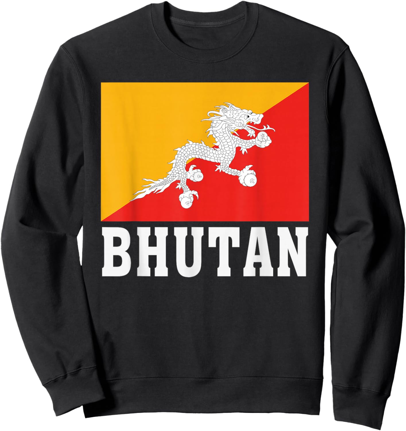 Bhutan Flag Patriotic National Roots Souvenir Sweatshirt - Sweatshirt | Black
