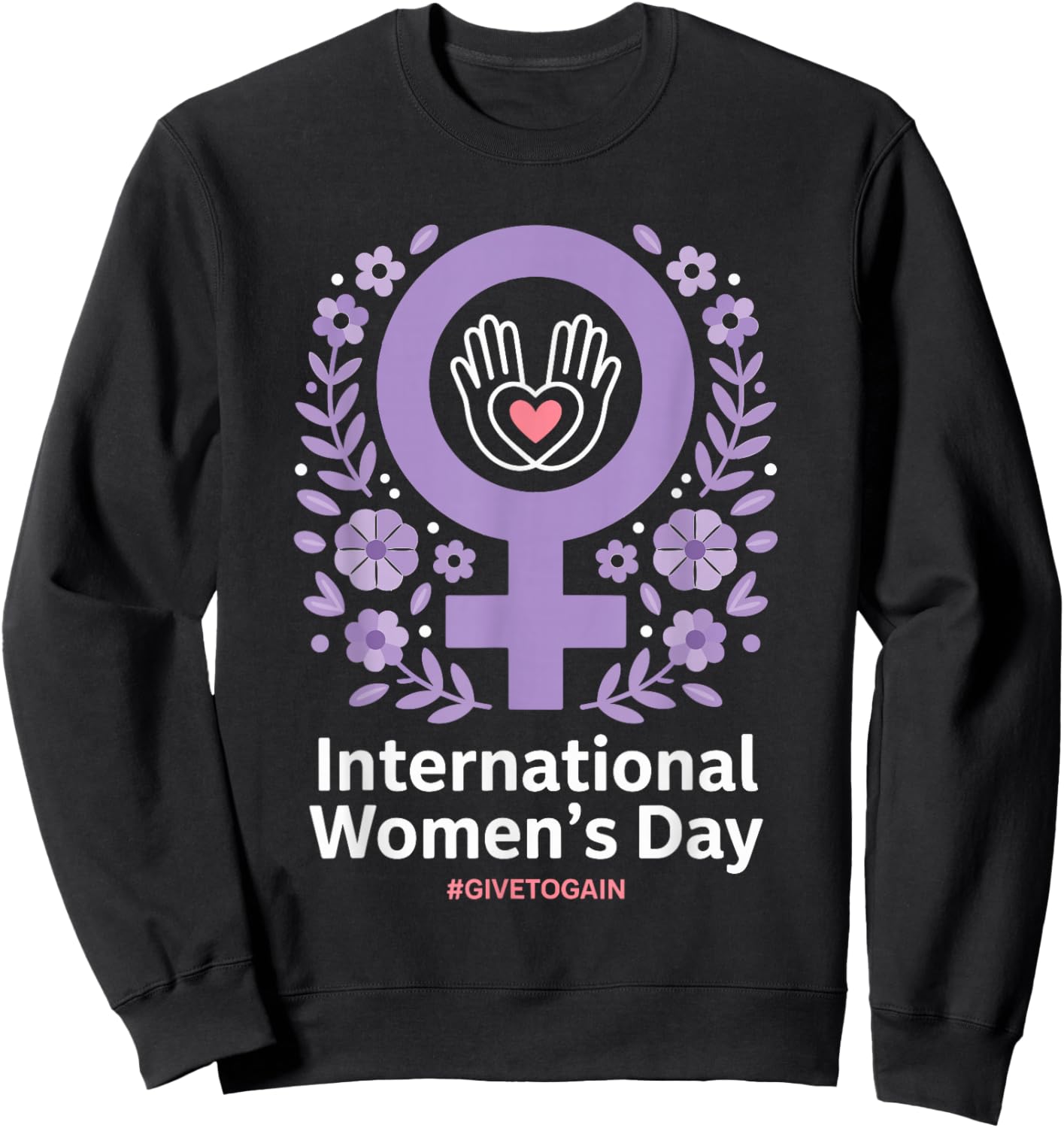 Celebrate International Women's Day with Floral Pattern Sweatshirt - Sweatshirt | Black